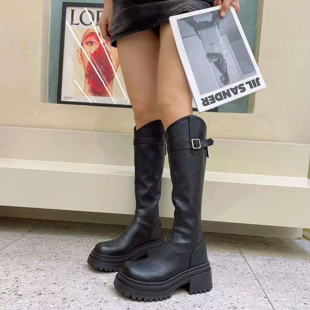 111-3 肉肉腿救星 質感保暖皮料 顯瘦V口 大筒圍 長靴 皮靴 瘦瘦靴 膝下靴 厚底長靴