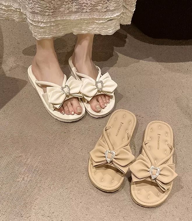 568-2 超軟Q 澎澎軟底 乳膠氣墊感 甜美蝴蝶結 平底拖鞋 夏季穿搭 好穿拖鞋