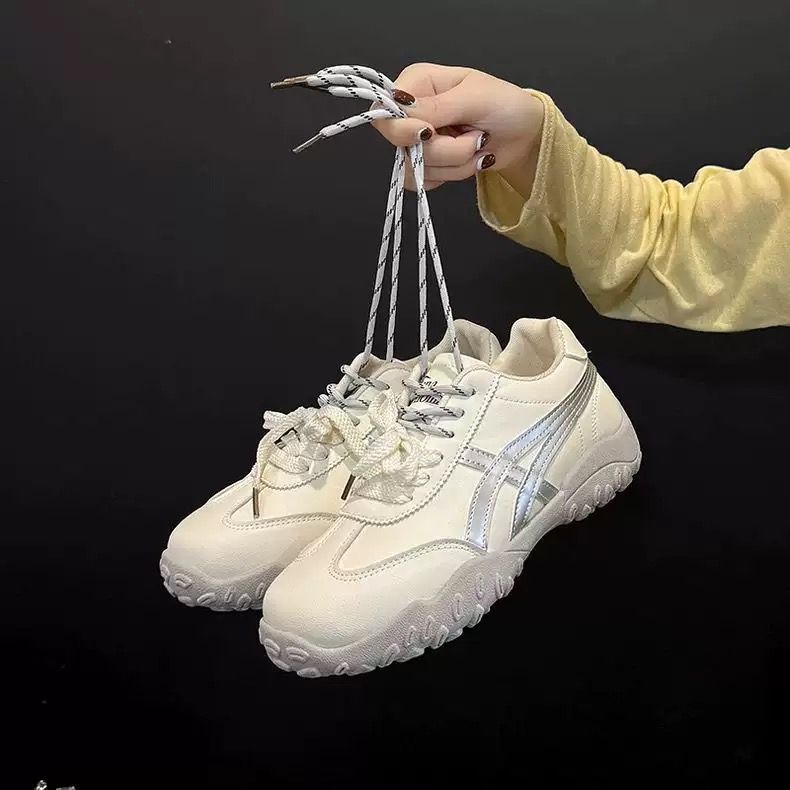 韓系雙鞋帶設計 厚底休閒鞋 小白鞋 百搭女鞋 復古運動鞋