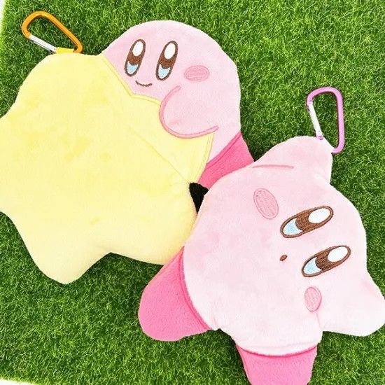 星之卡比 Kirby 絨布掛飾拉鍊零錢包 /抱星星/跳躍