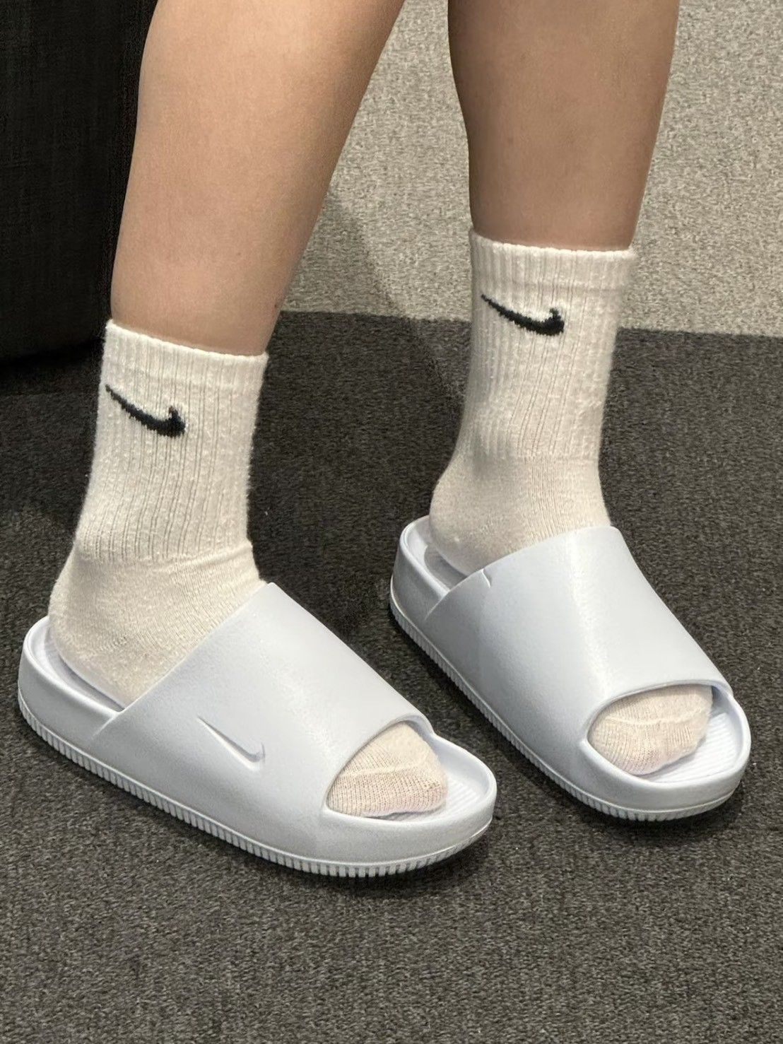 NIKE CALM SLIDE 麵包拖鞋 寶寶藍 DX4816-400