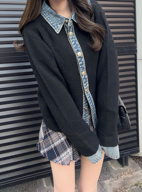 2890 牛仔針織開襟衫