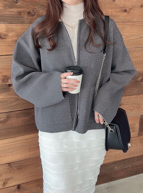 2931 雙拉鍊口袋針織開襟衫