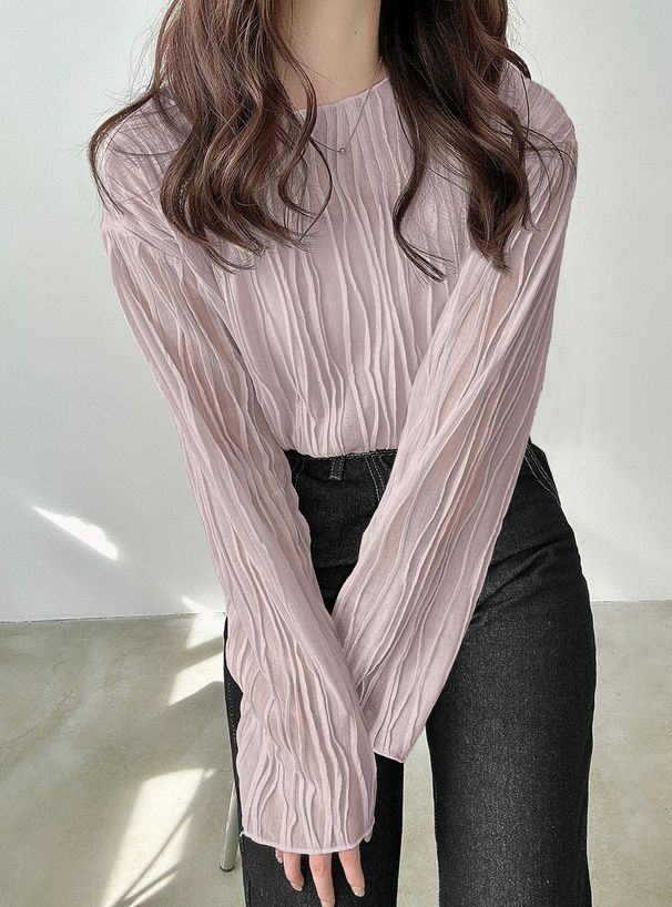 2964 波浪薄紗上衣