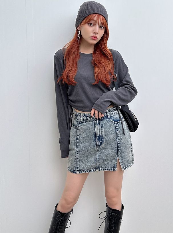 2965 側邊抽繩短毛圈布上衣