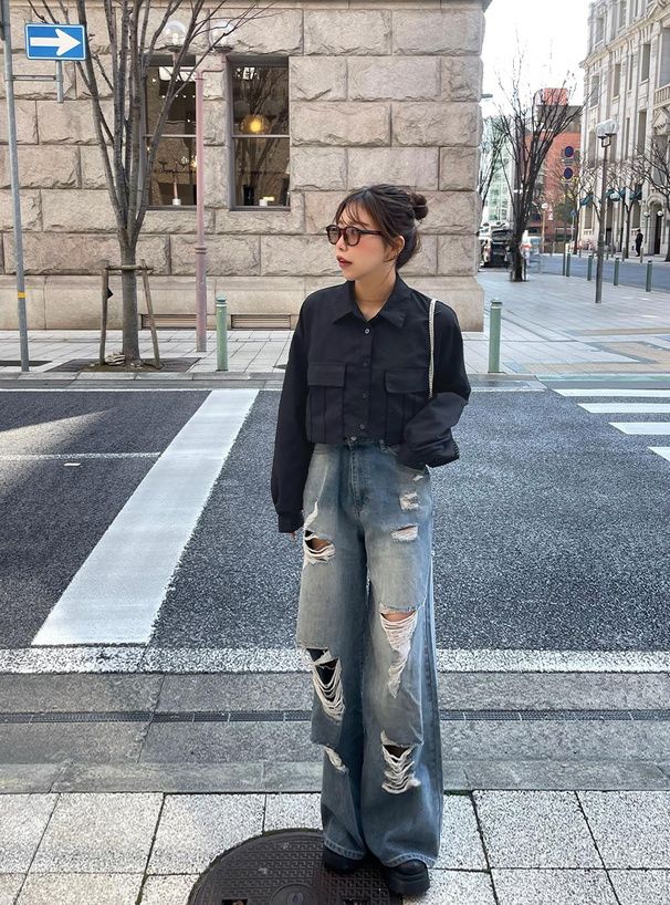 2989 破洞寬鬆牛仔褲