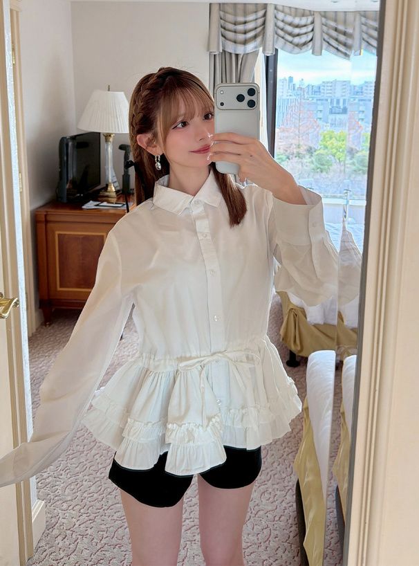 2993 層疊荷葉邊束腰外衣