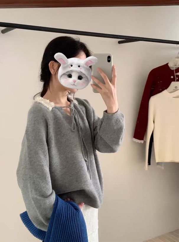 2994 荷葉邊緞帶針織上衣