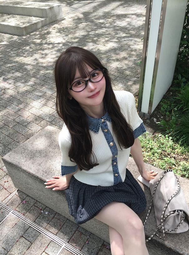 3280 牛仔布拼接羅紋針織上衣