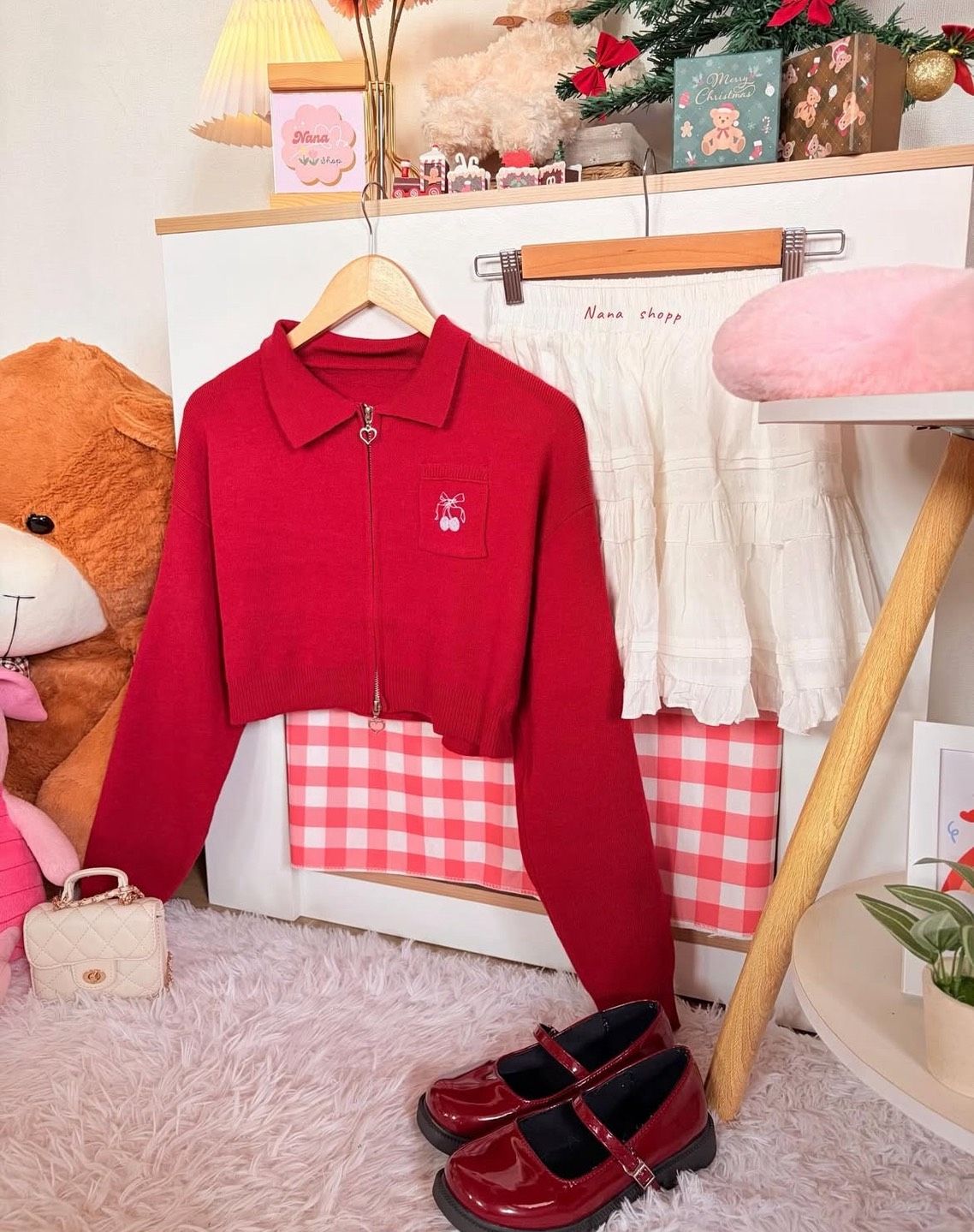 ⚠️現貨！泰國 櫻桃拉鍊針織外套