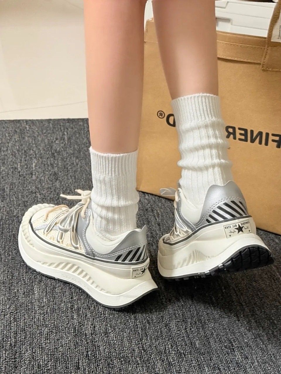 CONVERSE CHUCK 70 AT-CX 未來銀 金屬銀 灰銀 奶油底 低筒 女鞋 A15186C