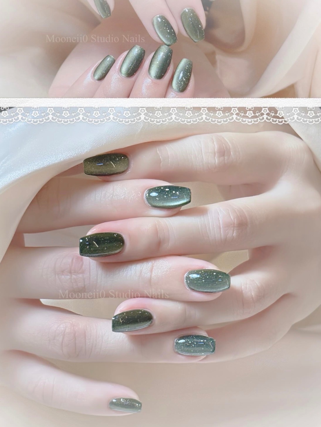 單色貓眼（叢林綠）有小顆亮片