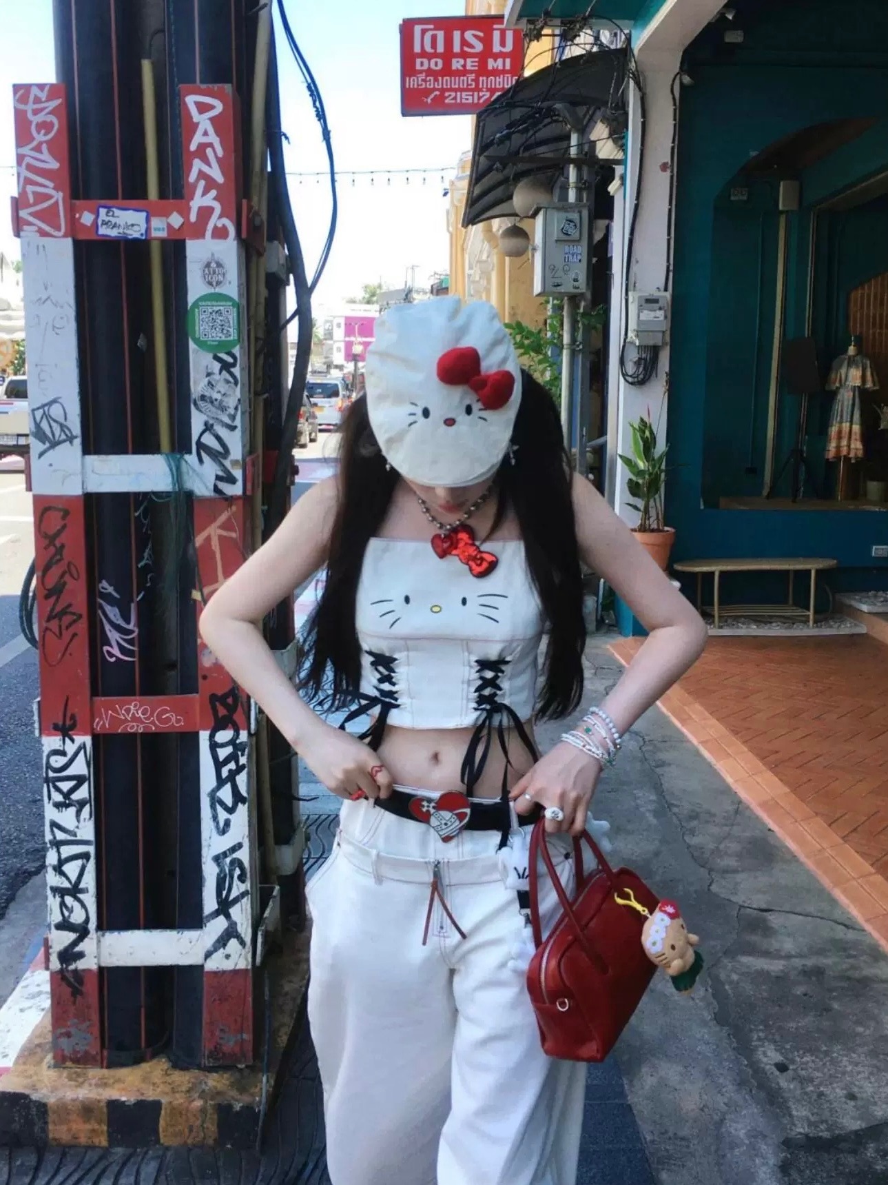 吊帶現貨⚡️可愛到瘋掉的Kitty吊帶+Kitty帽子