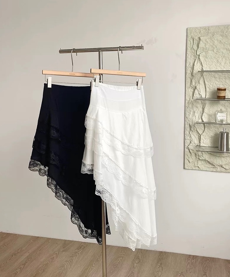 闆娘自留🤍法式不規則層次感蕾絲花邊長裙