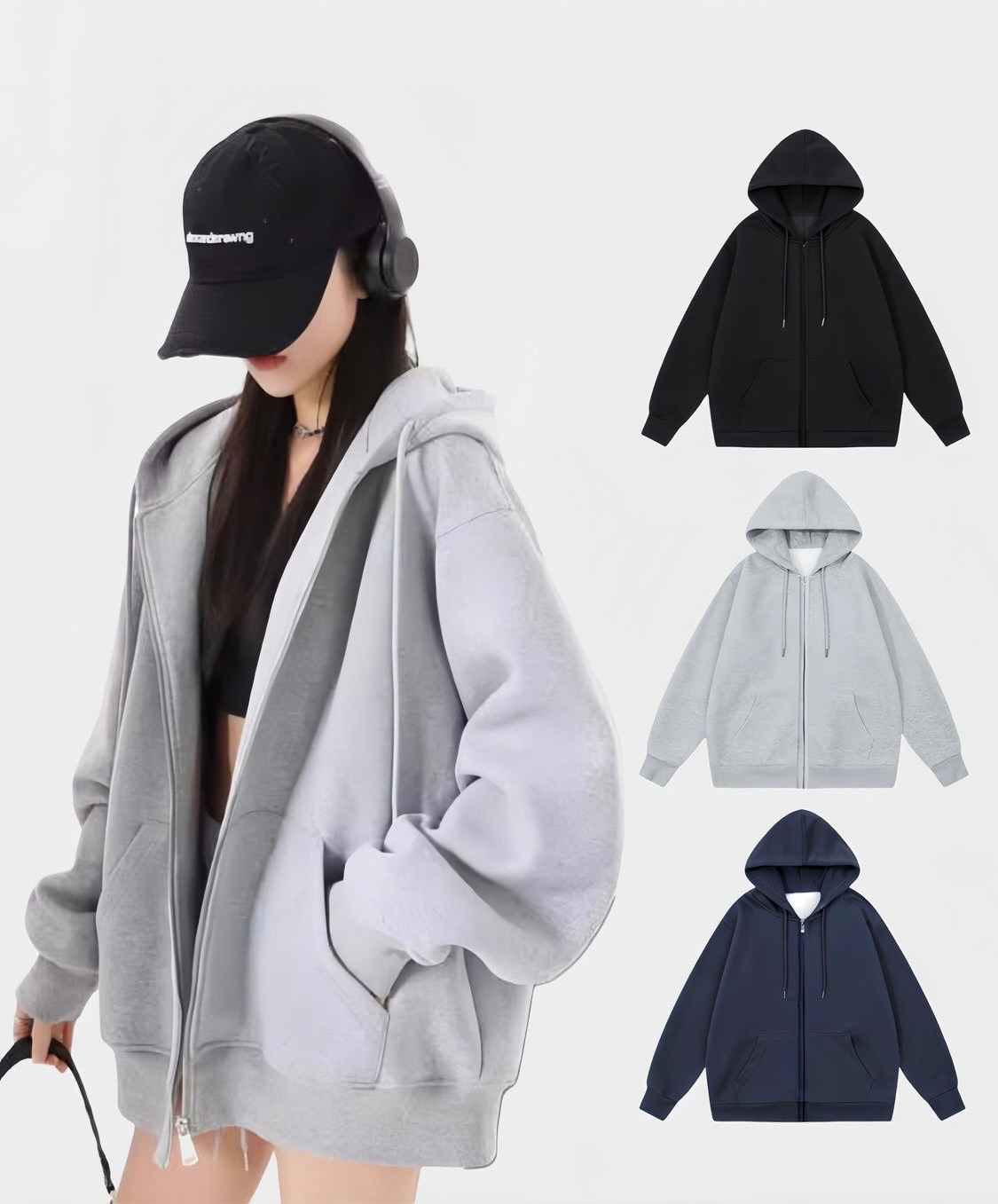 純色純棉寬鬆慵懶連帽薄款外套☁️