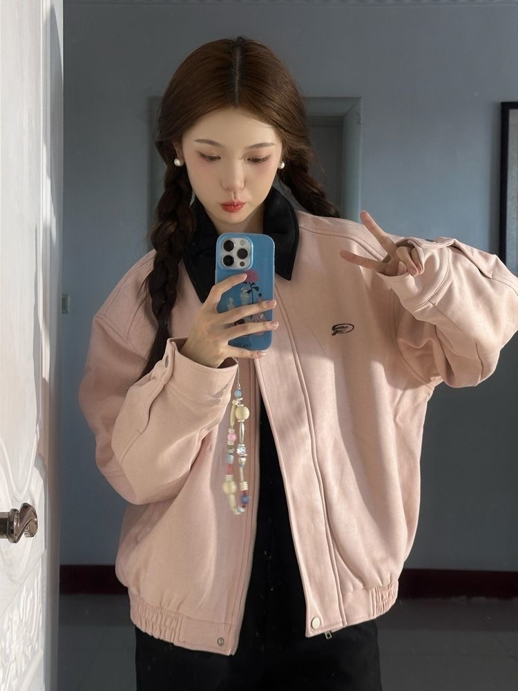 本期推薦💘超美翻領撞色麂皮外套