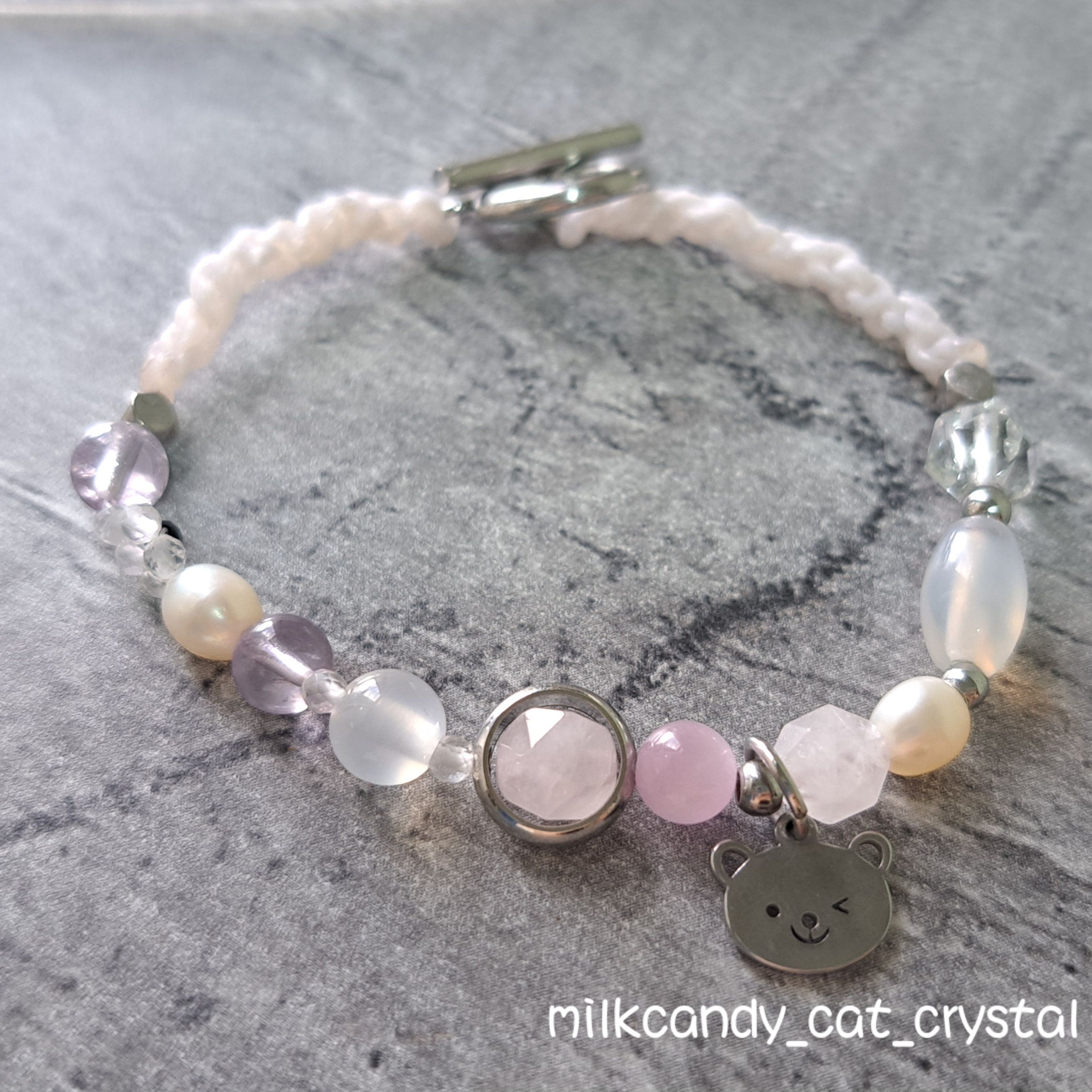 粉紫小熊醫療鋼OT扣（有小花）