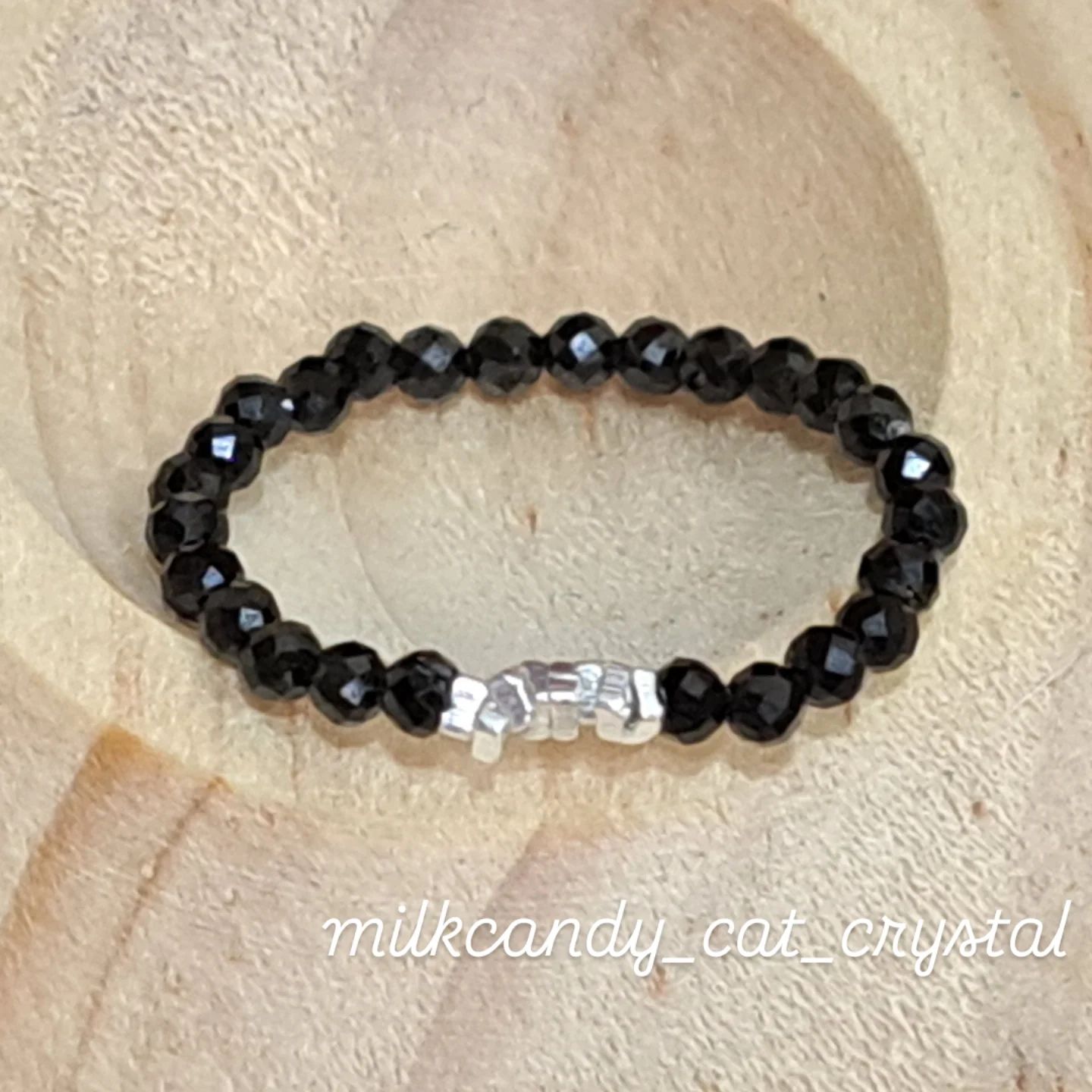 純銀水晶戒指 坦桑石 黑尖金