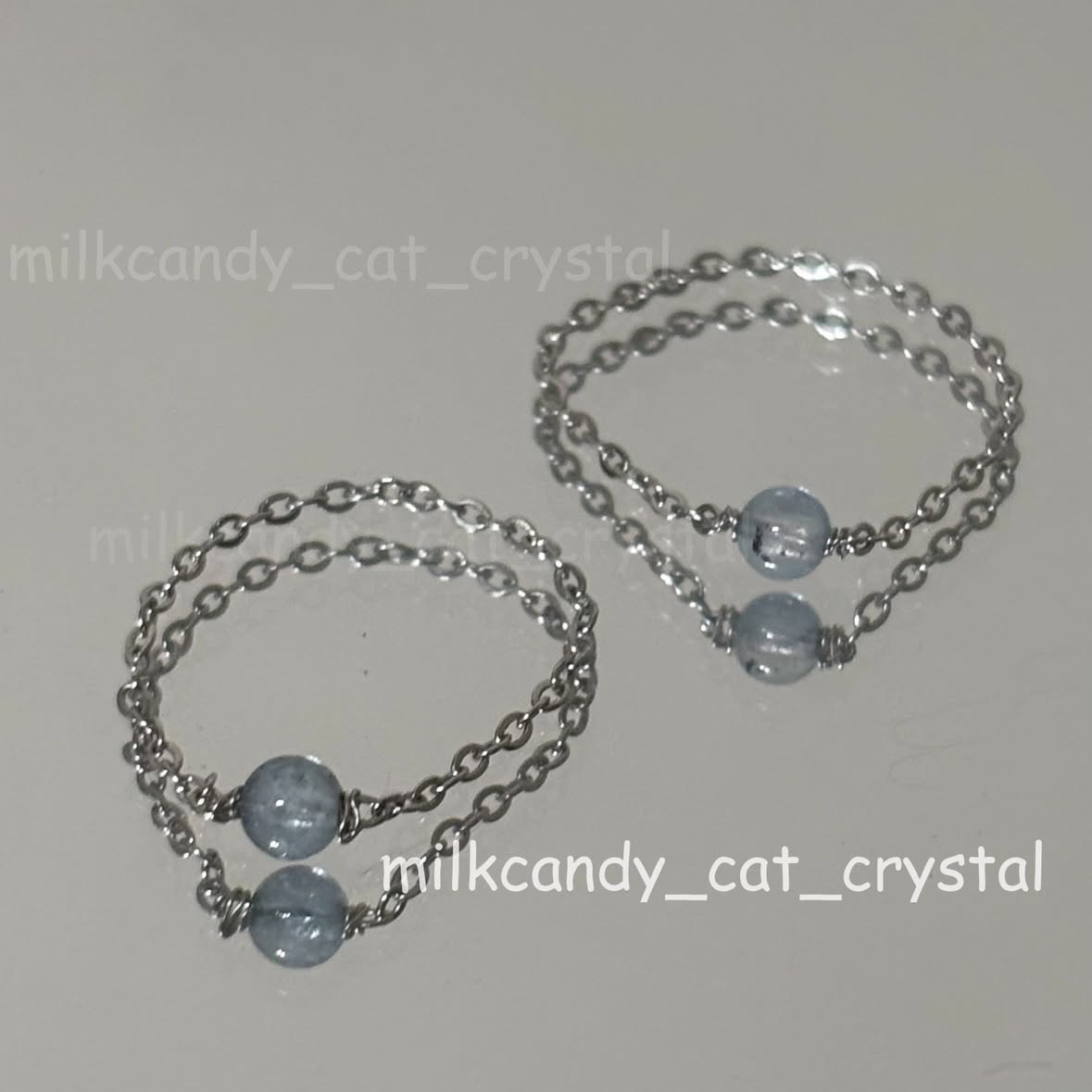 【奶糖石頭鋪】海藍寶不鏽鋼鏈戒  注：手工製作尺寸可能會正負一碼