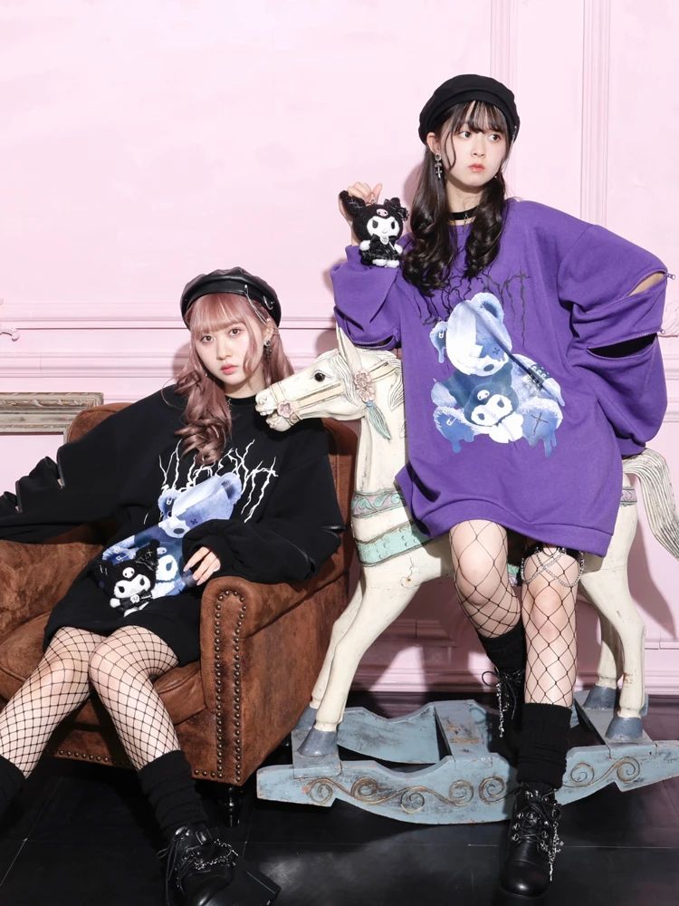 【NOEMIE】酷洛米附頸鍊刷毛長版T