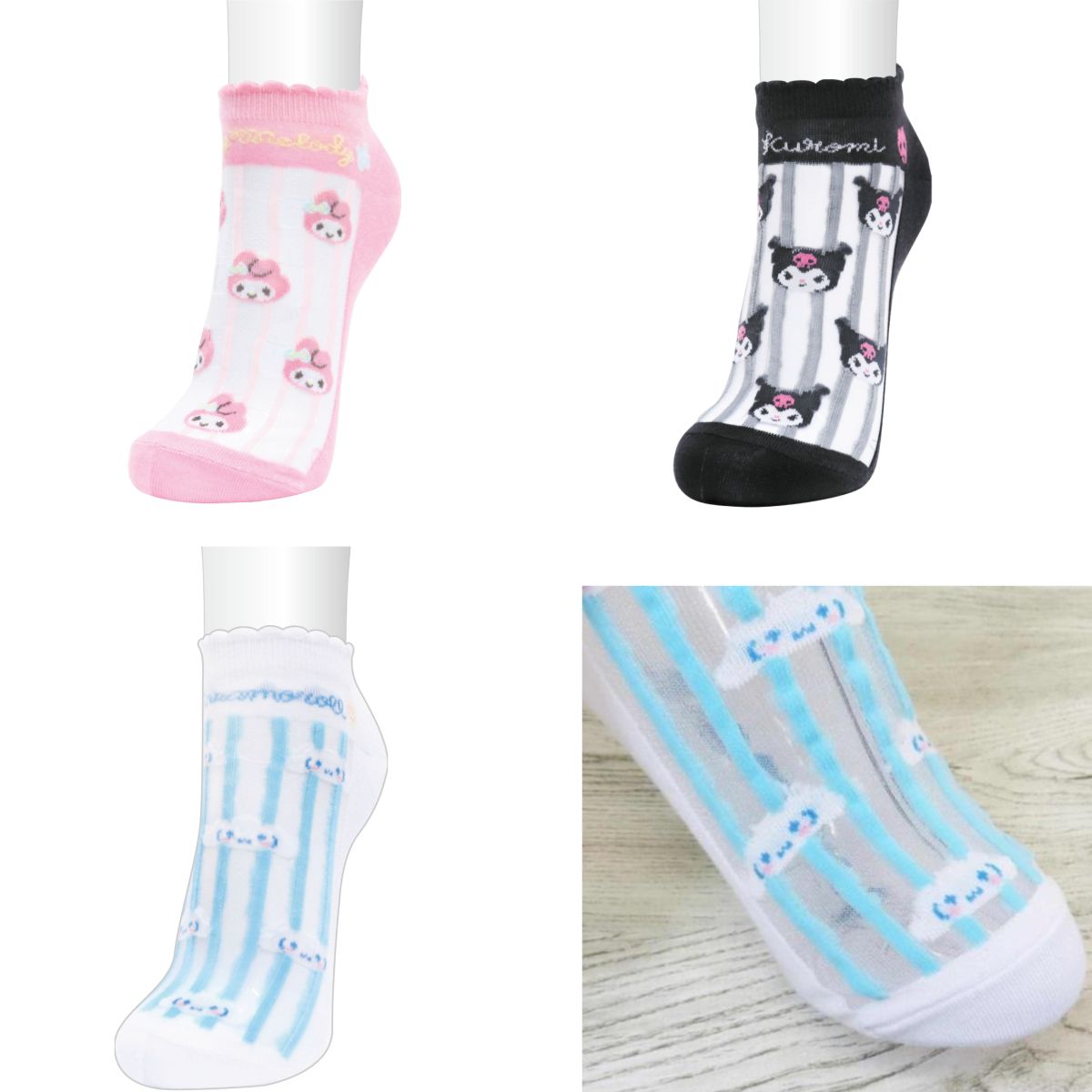 【J’S PLANNING】條紋透膚船型襪：