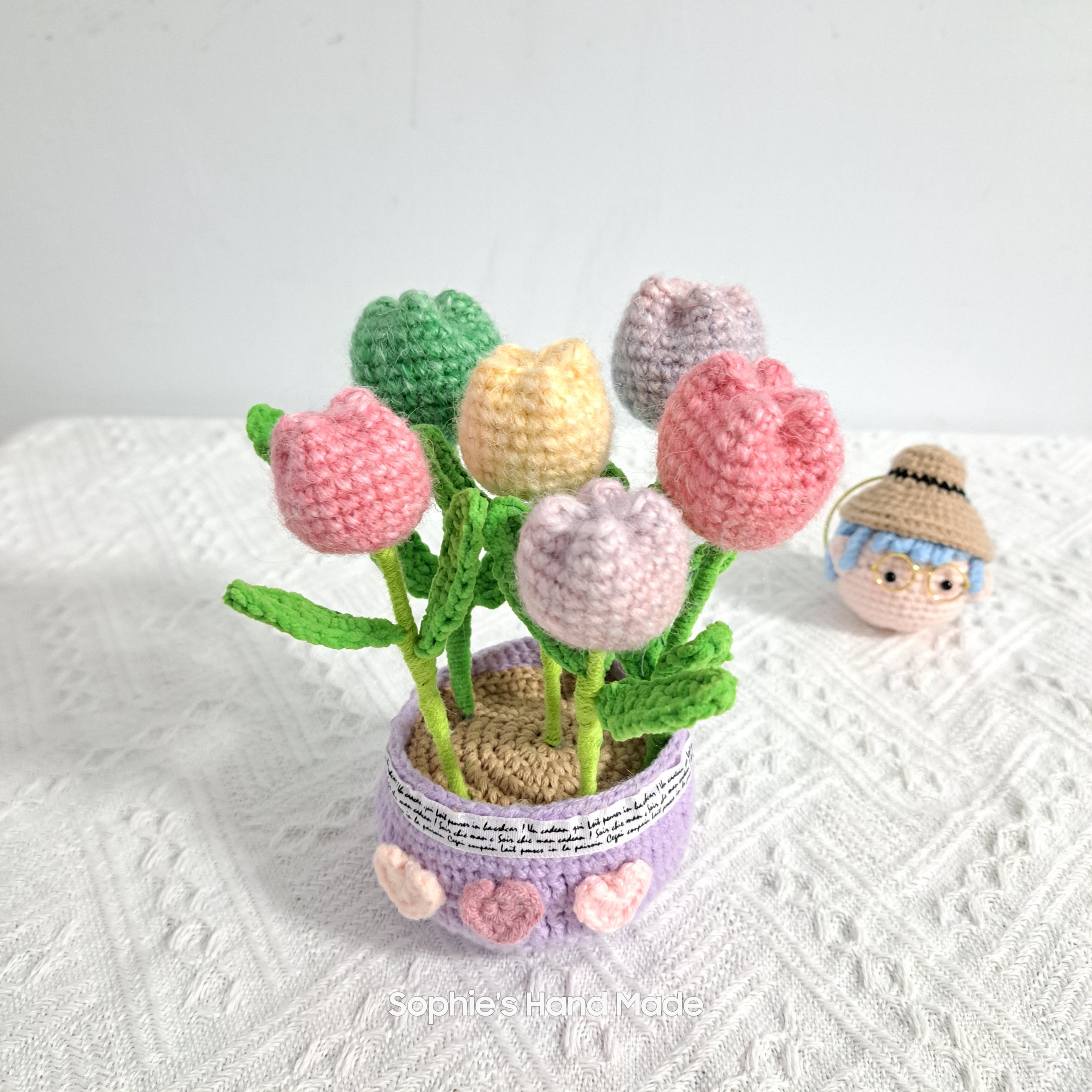 現貨 鉤織鬱金香盆栽