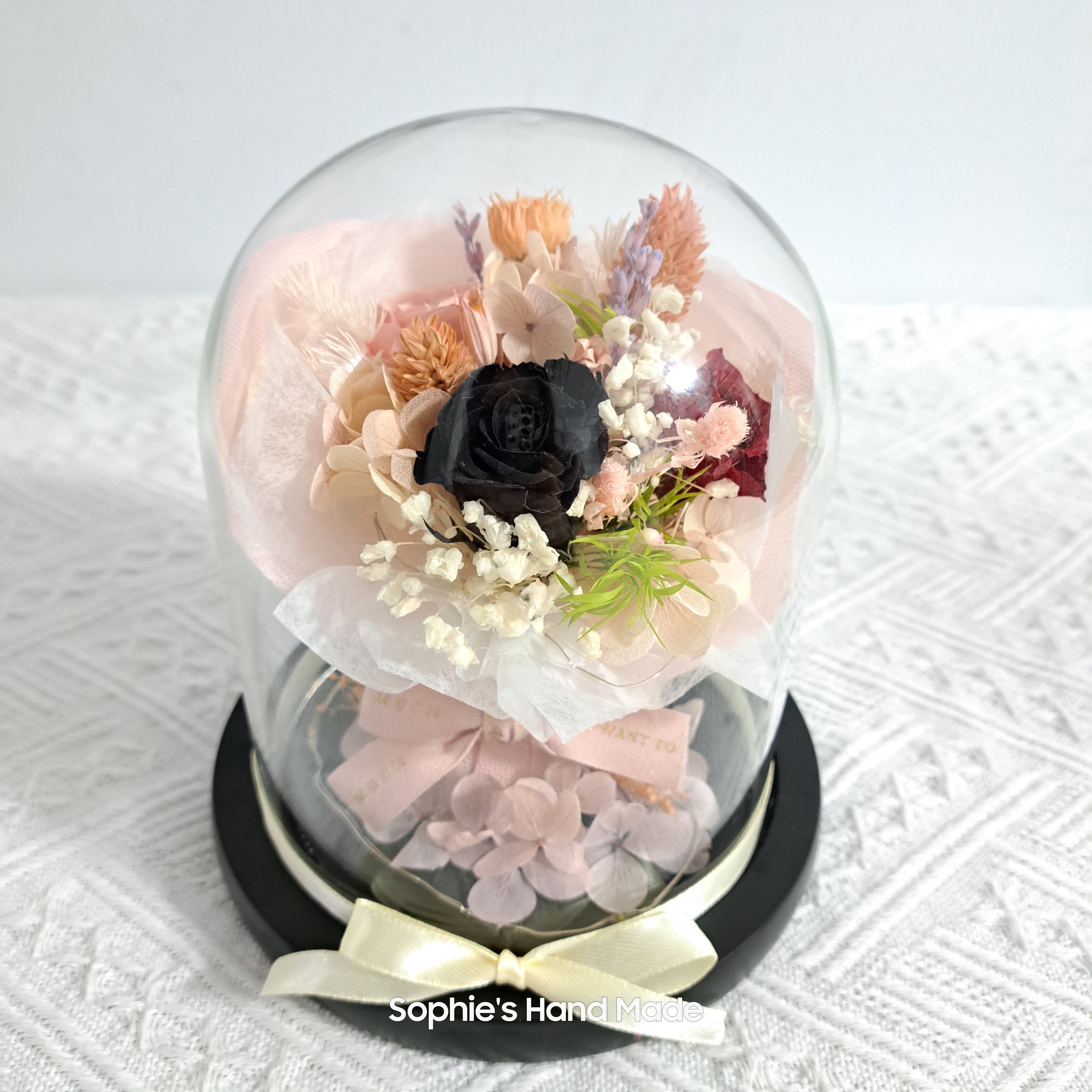 現貨 永生花玻璃盅花束 附燈 附提袋或提盒