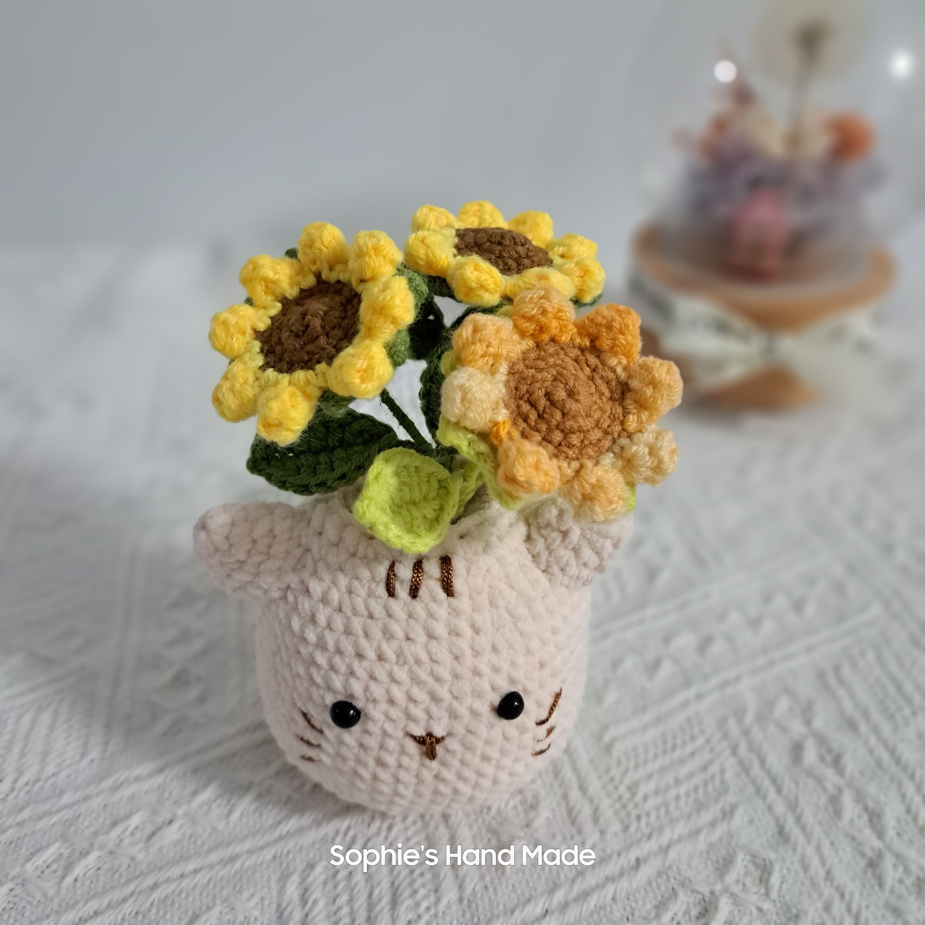 現貨 鉤織迷你桌花 附提袋或盒子