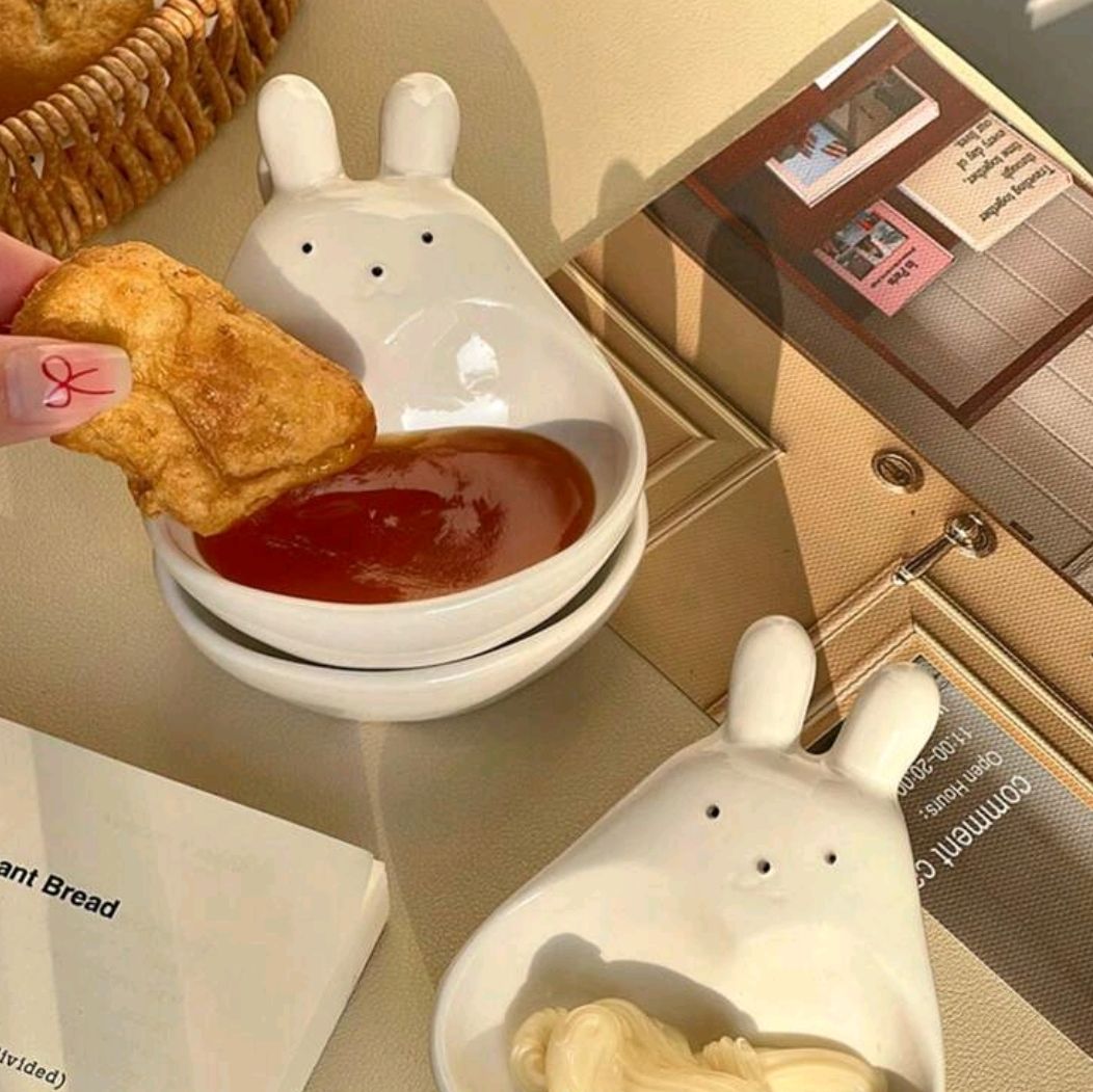 小兔子陶瓷醬料碟