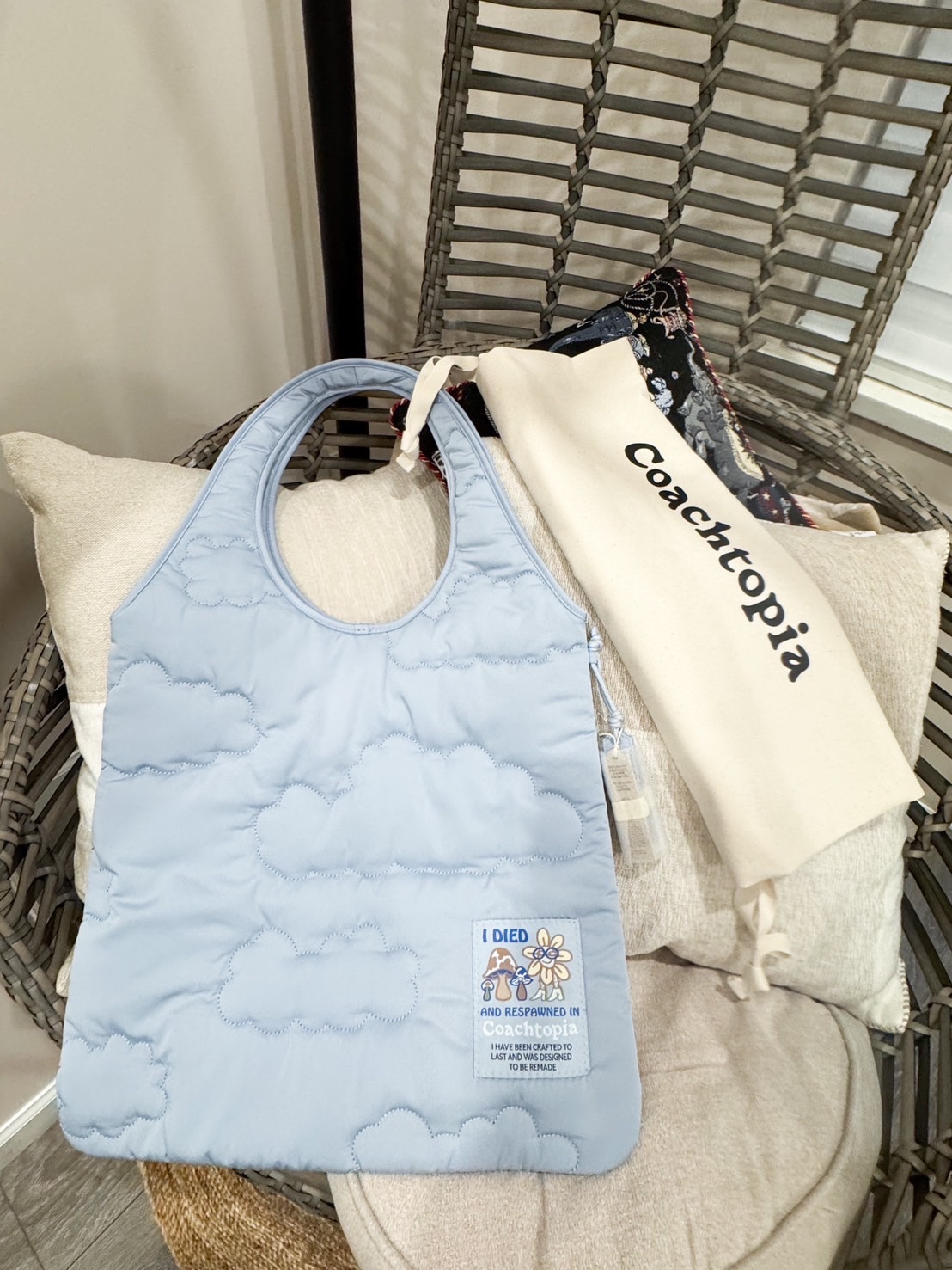 全新 Coachtopia 正品｜Coach 子品牌熱門雲朵托特包🩵淡藍色/白黑粉紫色Loop Flat Tote B