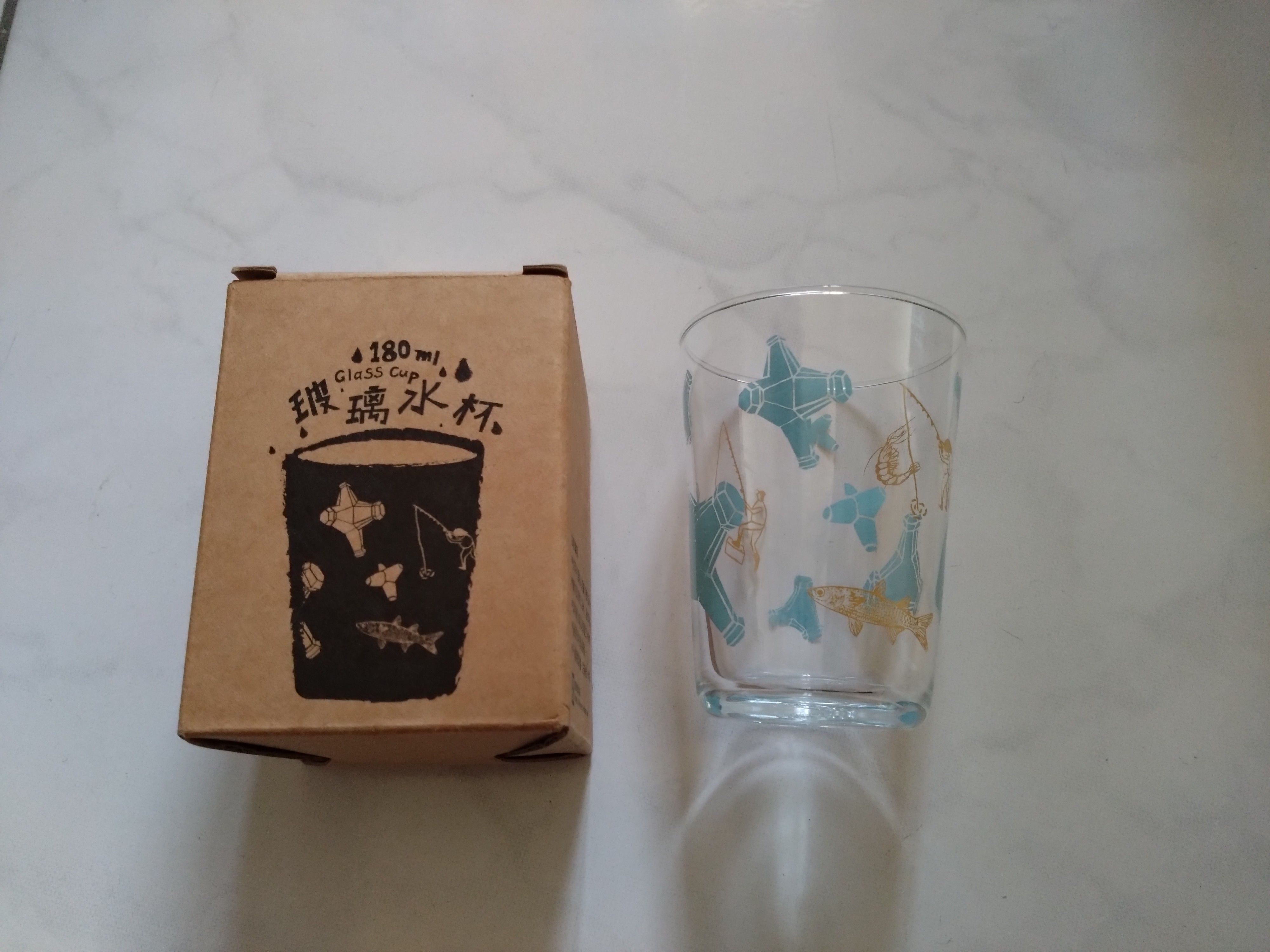 印花樂 消波塊與海釣大叔 玻璃水杯 180ml in Bloom 台灣製
