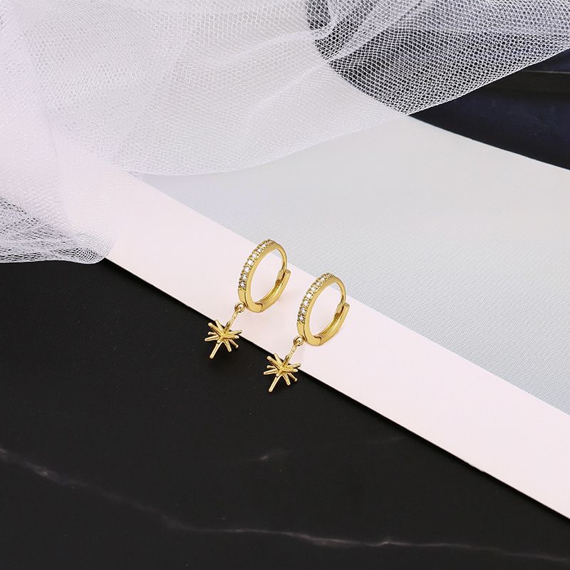 【MORI】韓國 立體八芒星耳扣 S925銀針 耳環 耳飾 飾品