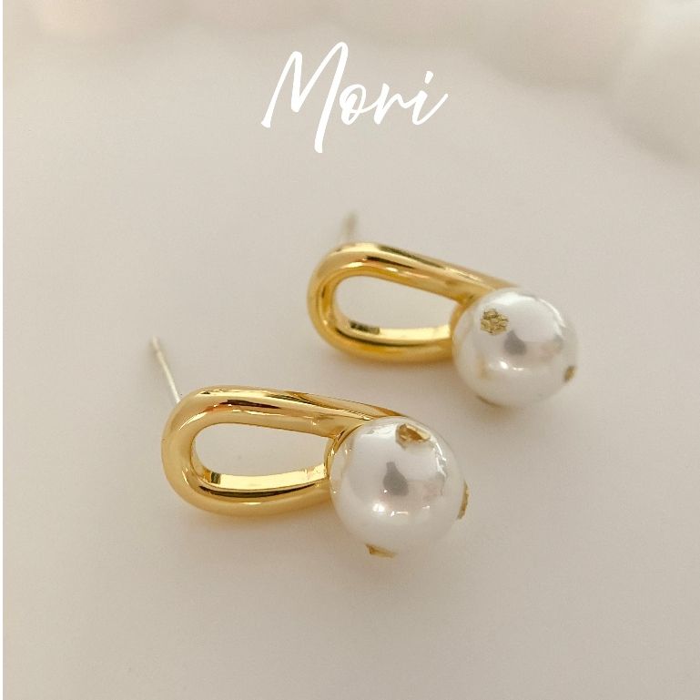 【MORI】兔耳珍珠耳環｜極簡幾何兔耳設計 氣質小巧日韓風 耳針款 女友禮物