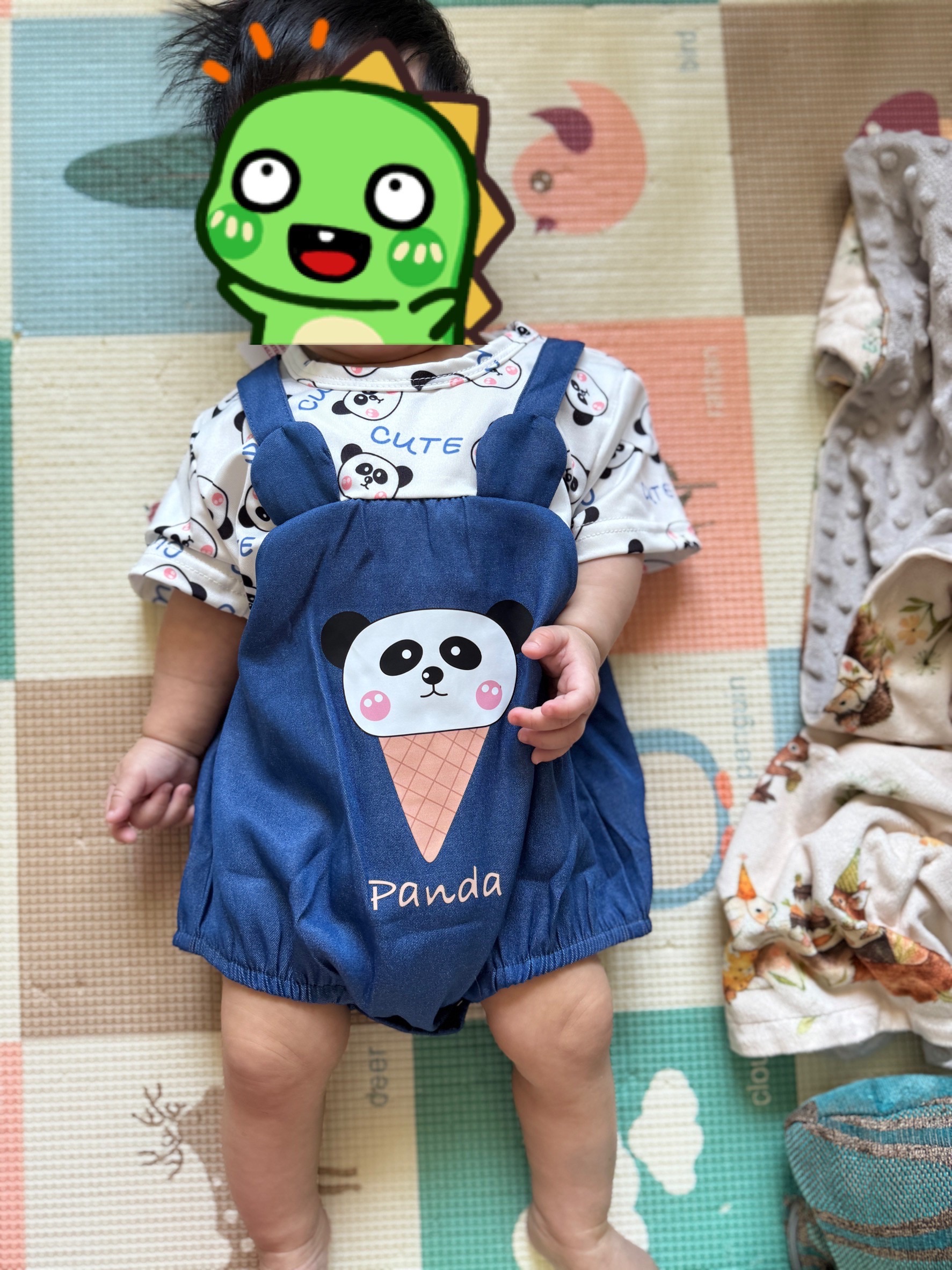 （現貨）熊貓假兩件包屁衣