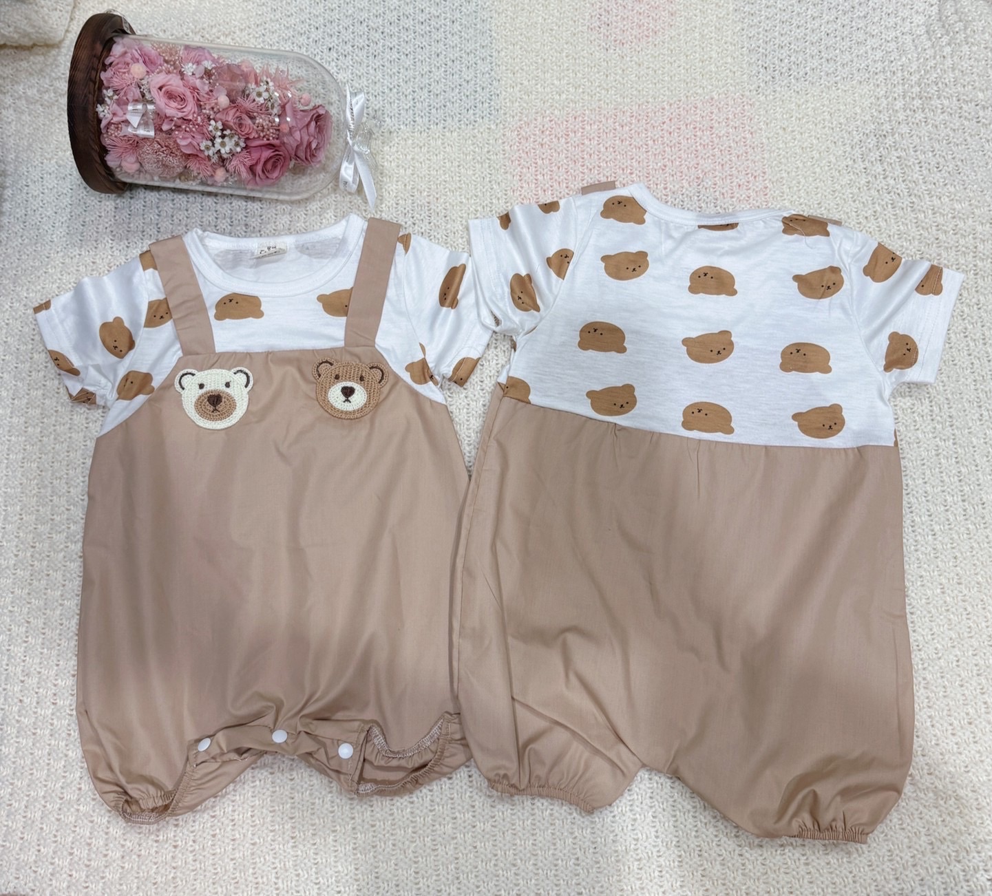 （現貨）假兩件小熊吊帶衣