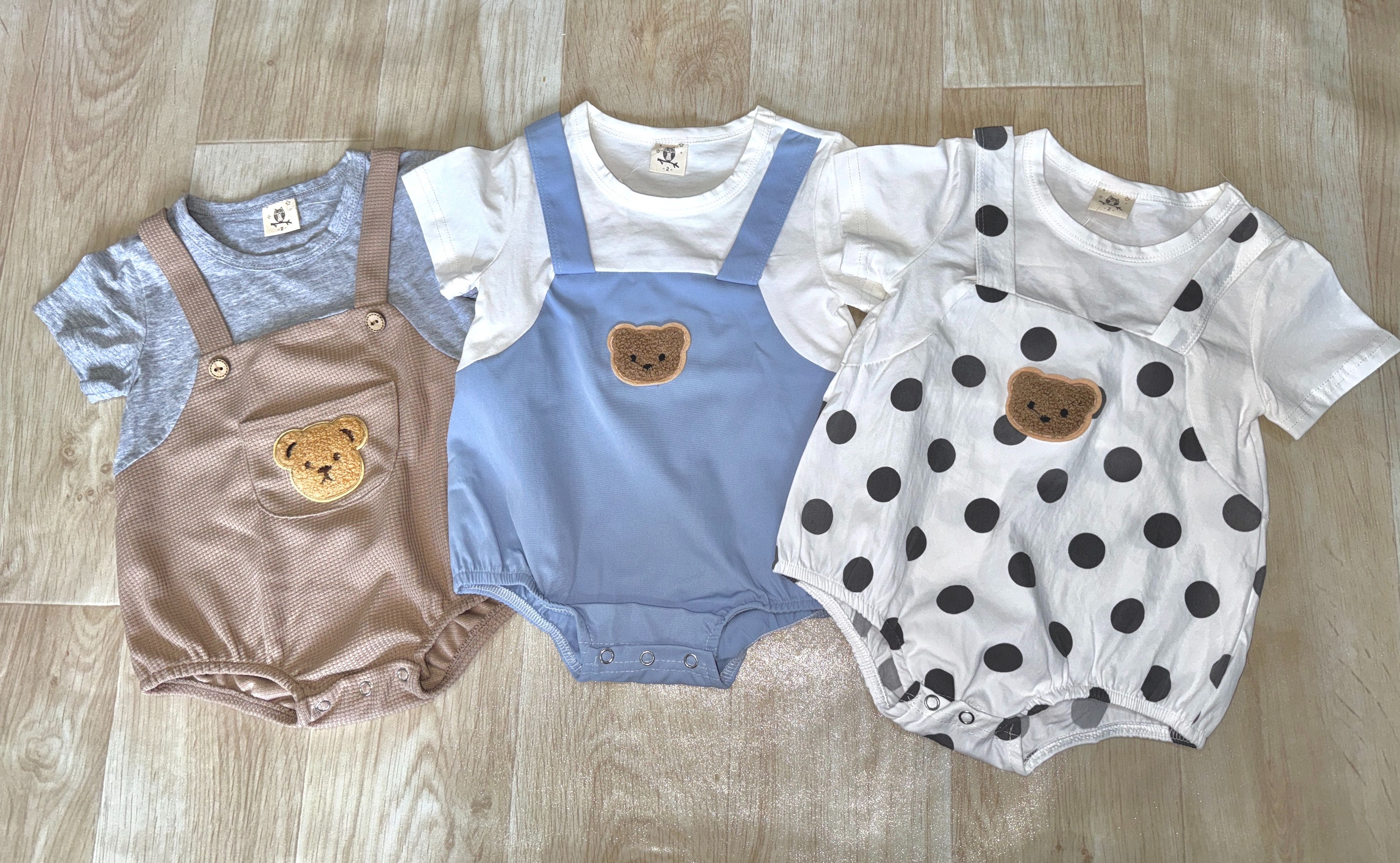 （現貨）假兩件熊熊吊帶包屁衣