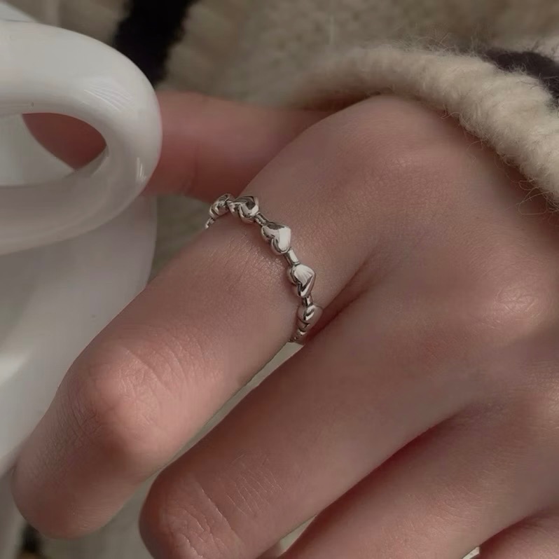 𝗺𝘂𝗺𝘂𝘀𝘁𝗼𝗿𝗲 現貨｜排列愛心戒指⸜🌷⸝