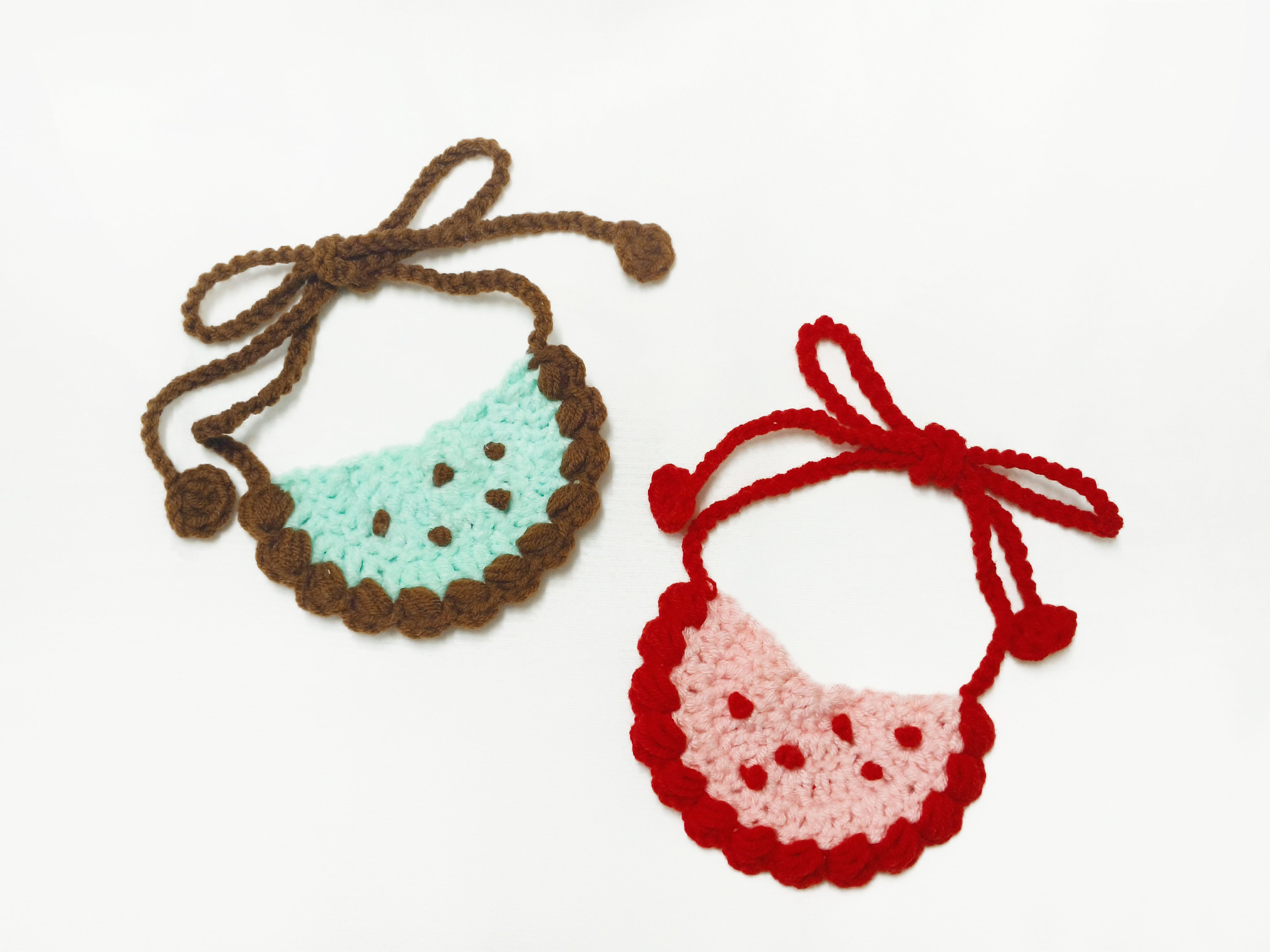 鉤鉤纏｜冰淇淋系列 寵物圍兜 娃用圍兜 毛線