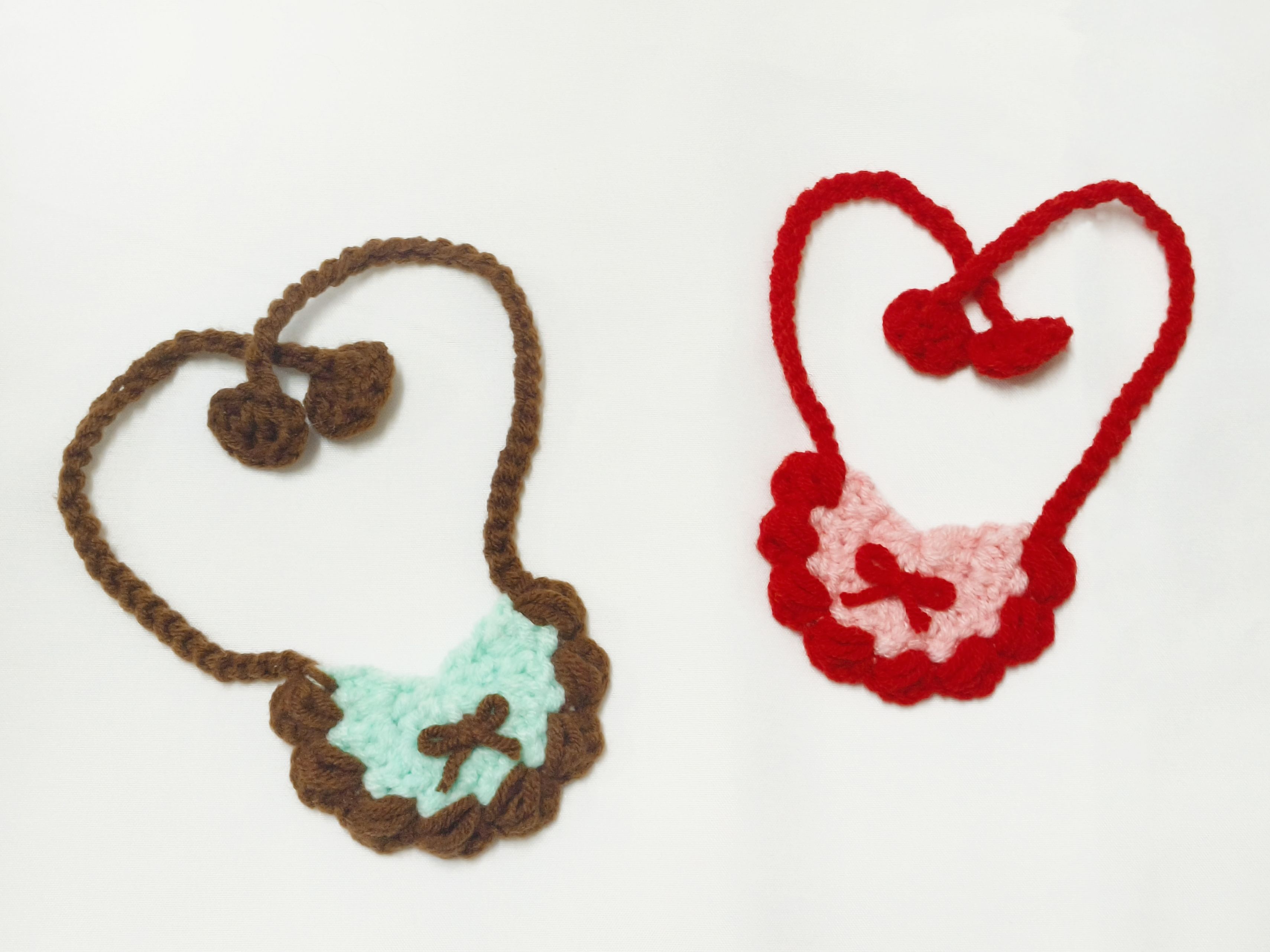 鉤鉤纏｜10公分娃用圍兜 冰淇淋系列 毛線