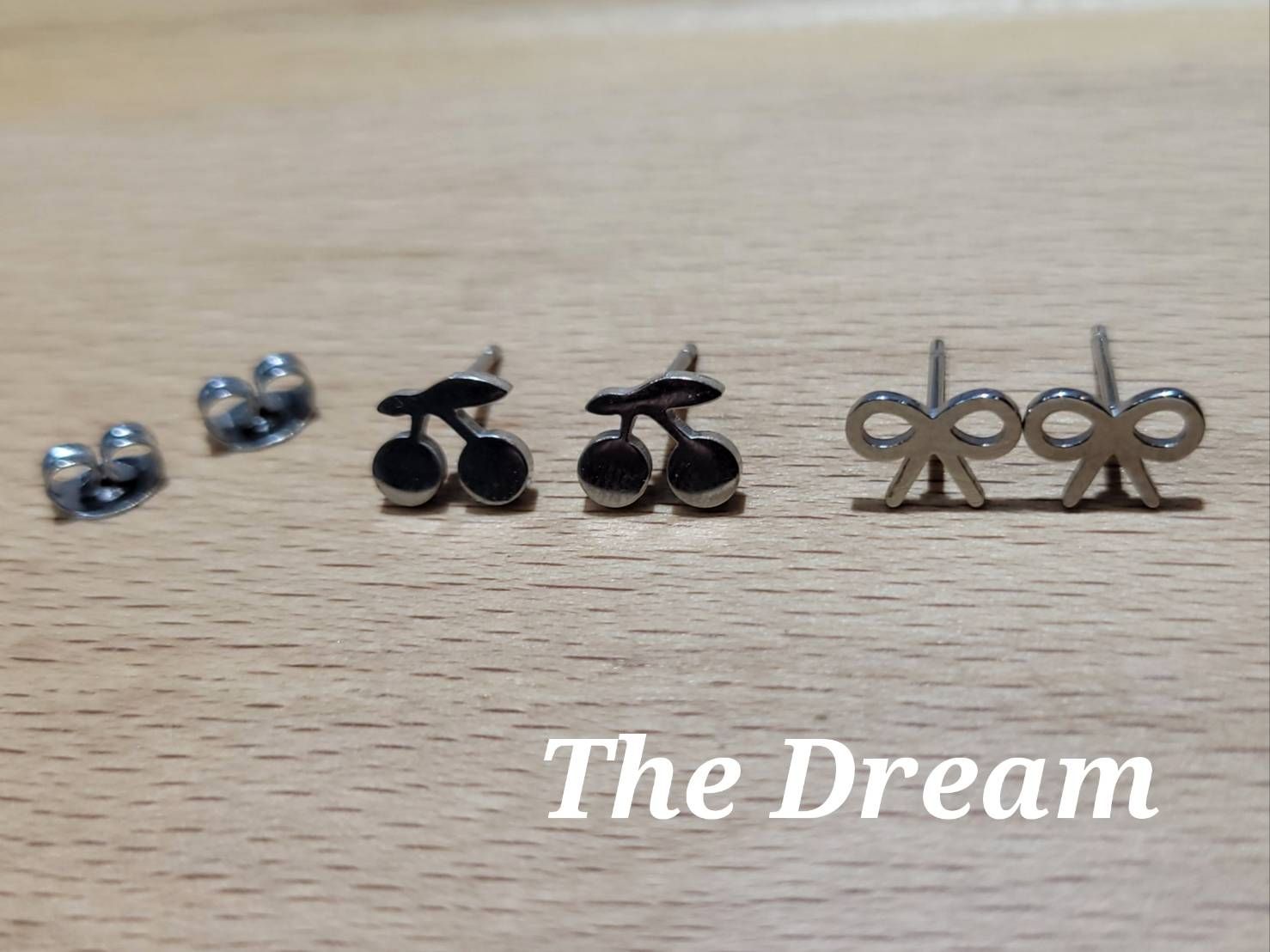 抗敏櫻桃蝴蝶結耳釘