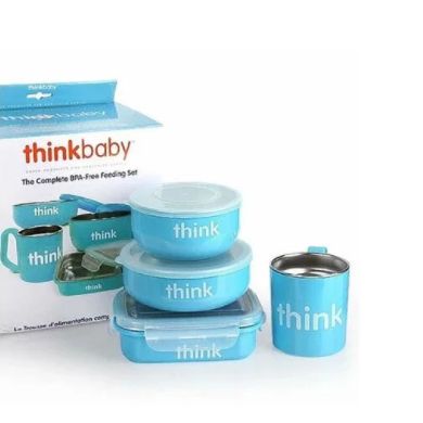 韓國【Thinkbaby】304不鏽鋼兒童餐餐具組_碗 湯碗 水杯 便當盒四件組
