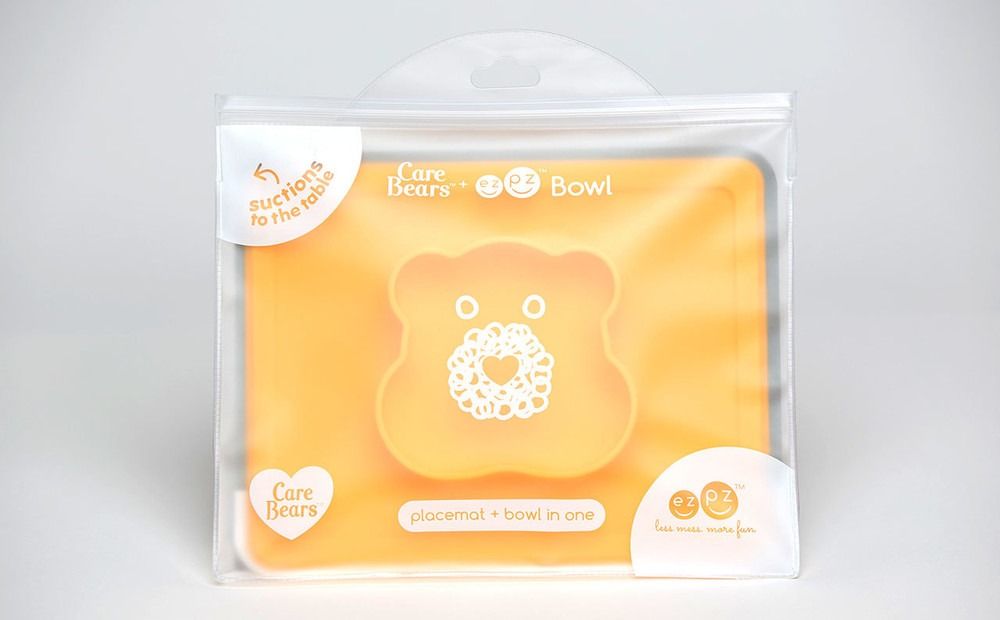 美國 【ezpz 】 Care Bears聯名餐碗-貪玩熊-餐碗-黃 （23cm*18cm*2.54cm）-170ml