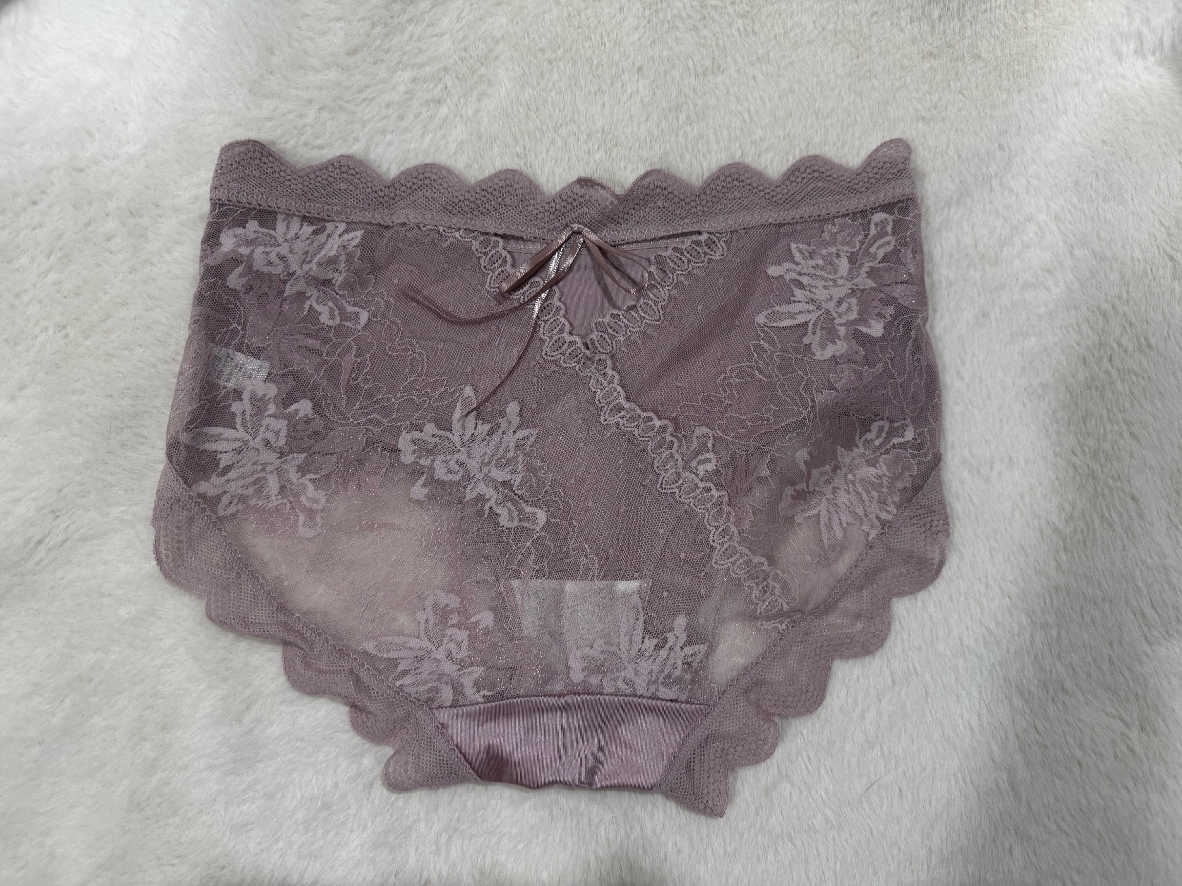 藕色高腰蕾絲蝴蝶結內褲（初次購買請勿直接下單）