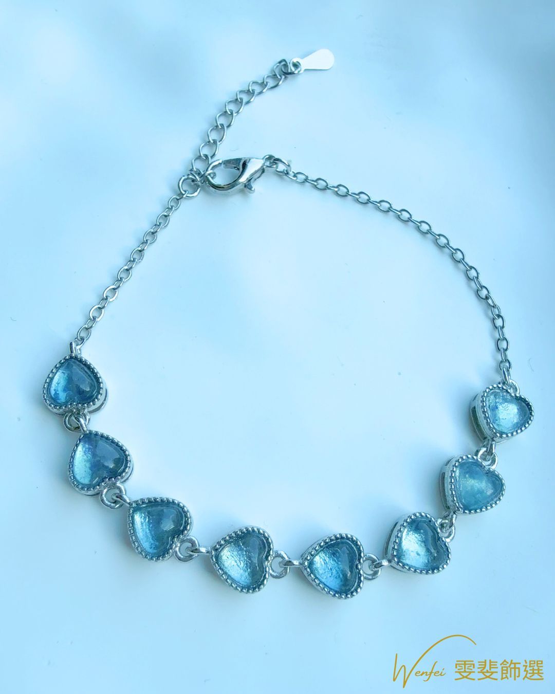 海藍寶心型手鍊