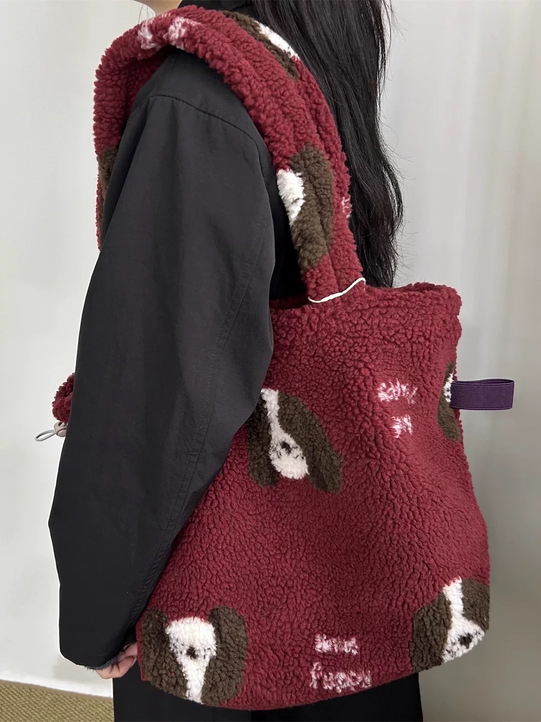 現貨 羊羔絨小狗款單肩包