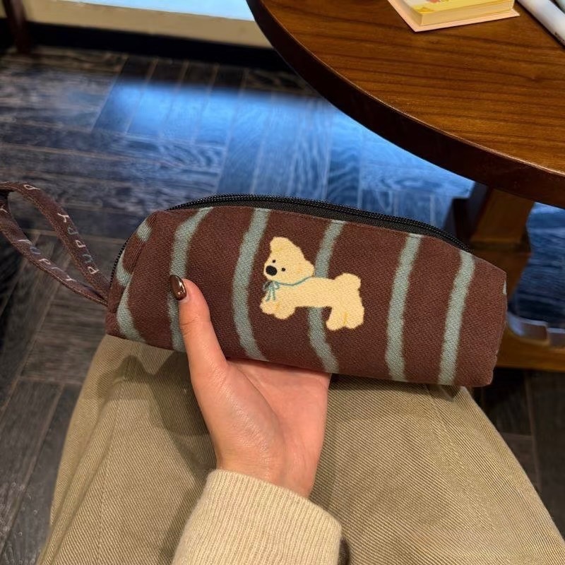 條紋小狗收納筆袋