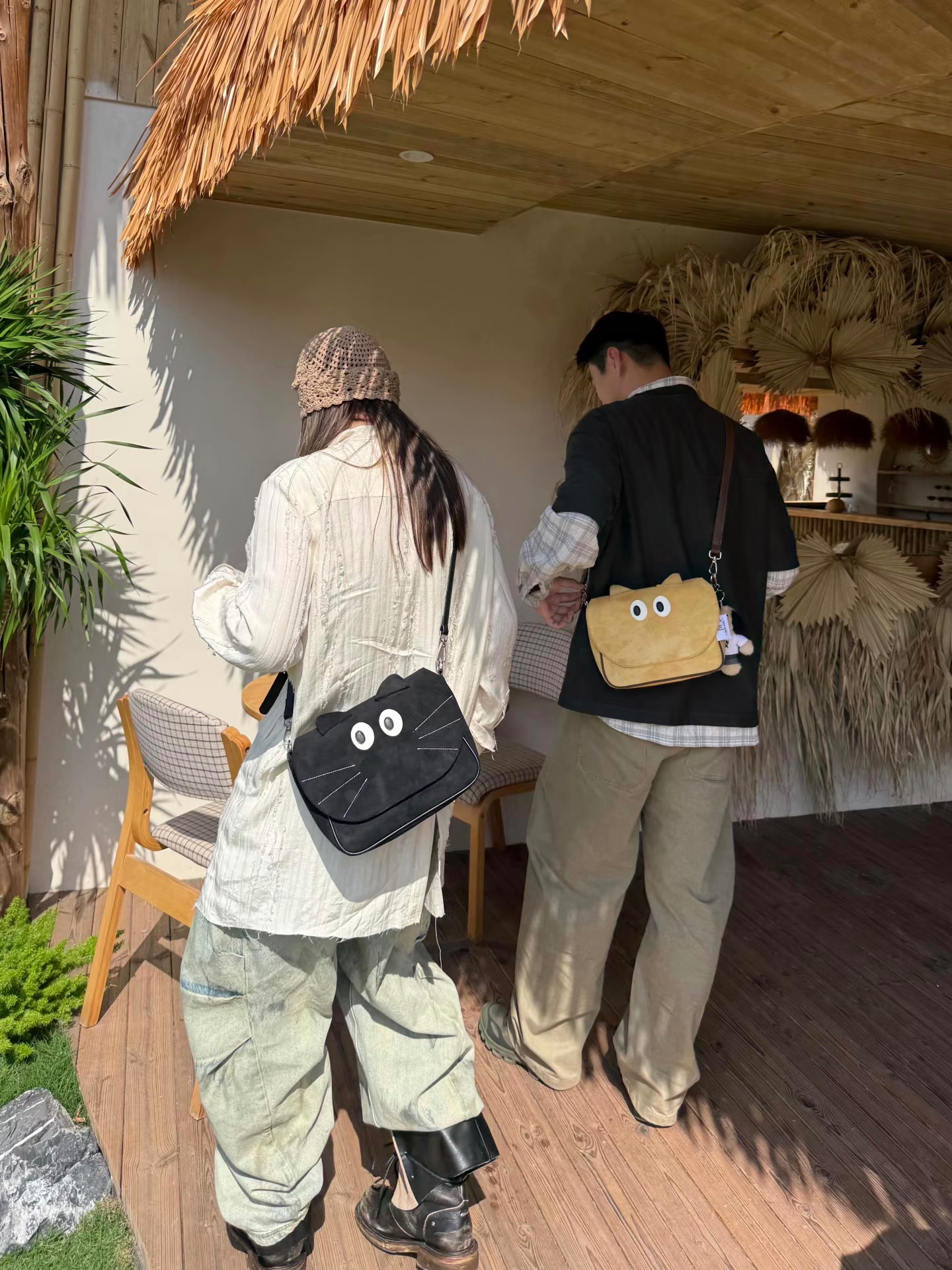 貓派橘黑喵雙色斜挎包