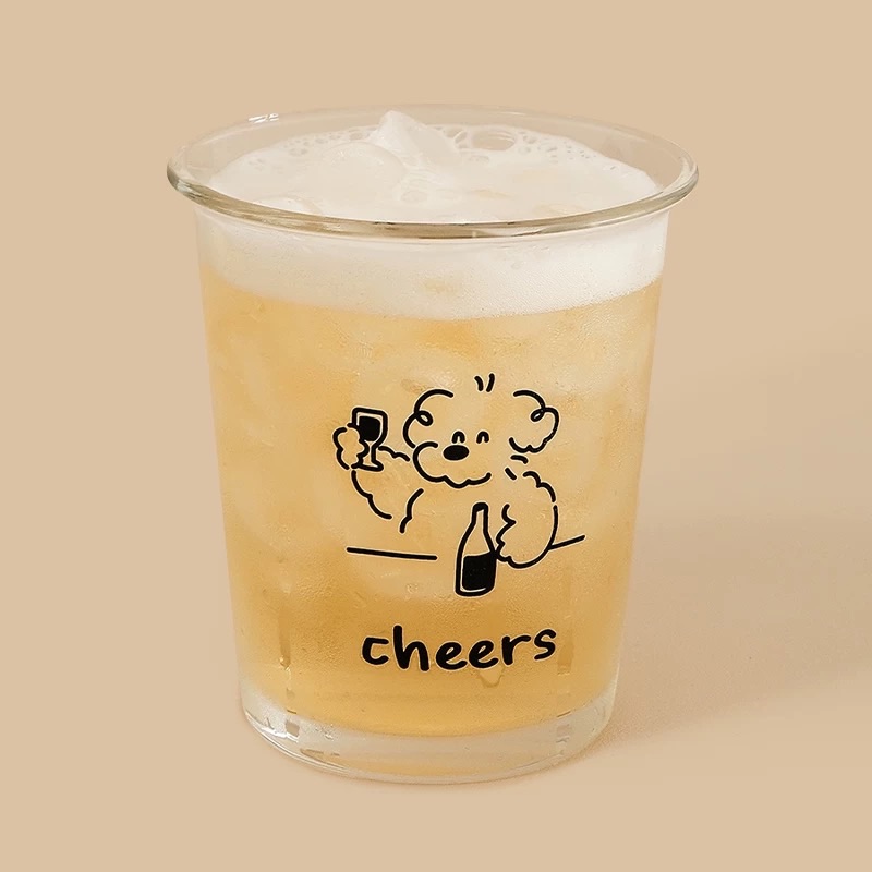 Ins風百變小狗果汁飲料玻璃杯