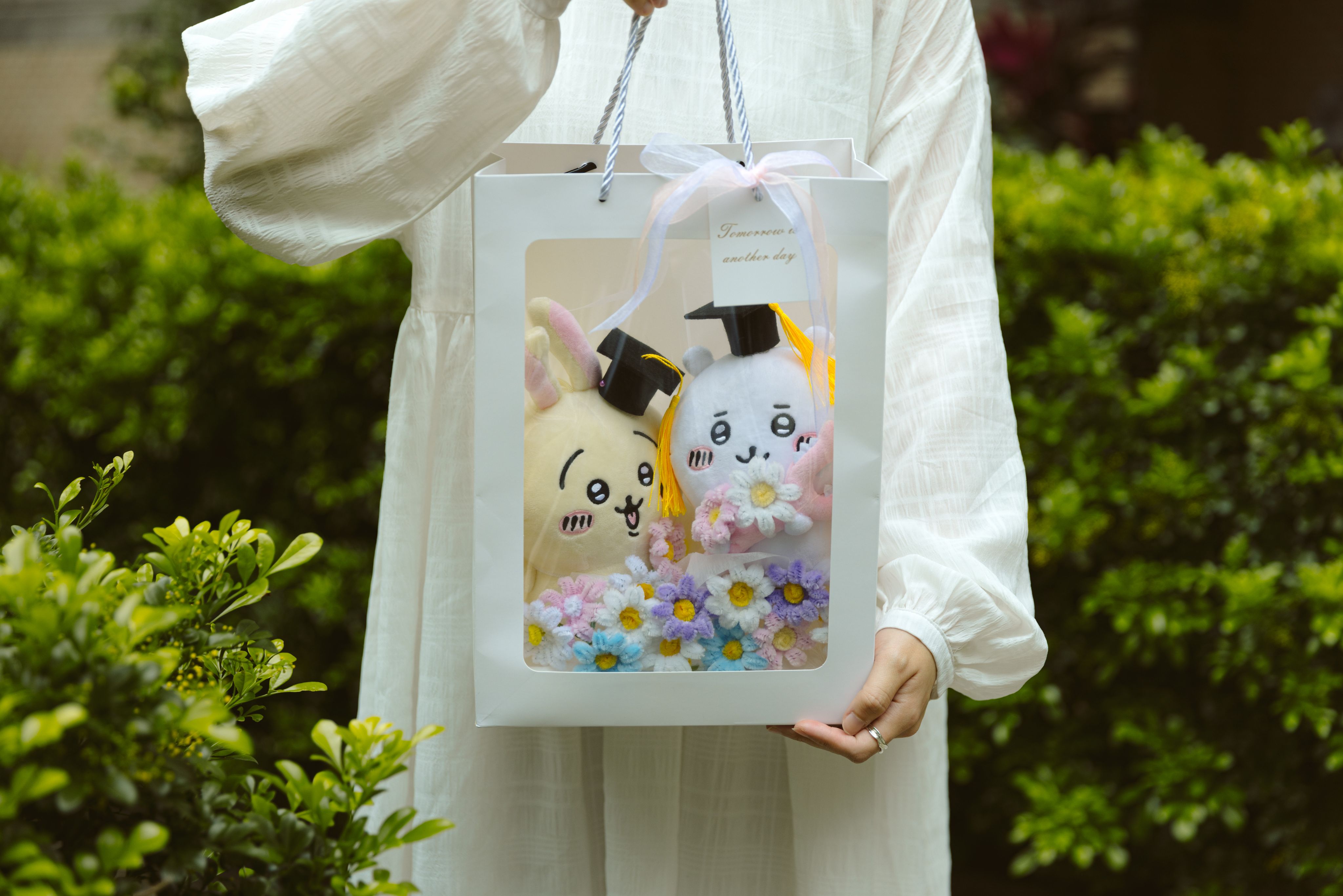 客製化可愛小動物 手工毛根花娃娃禮盒🌼（❌無畢業帽）