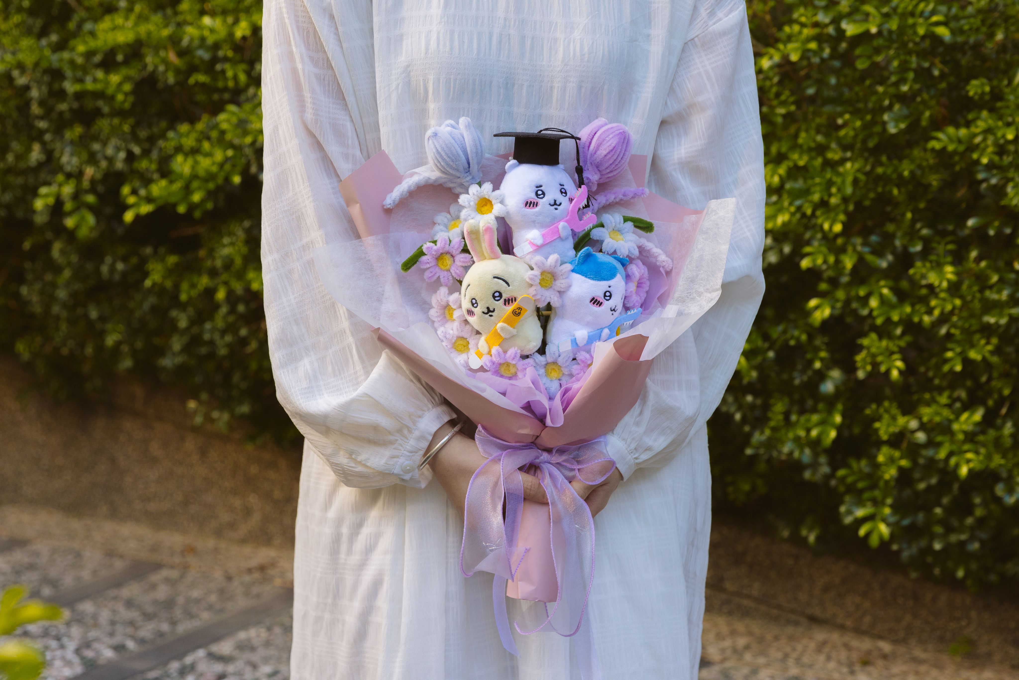 客製化希臘神殿的花精靈 手工毛根花束盛典款（預購）🛍️附提袋（❌無畢業帽）